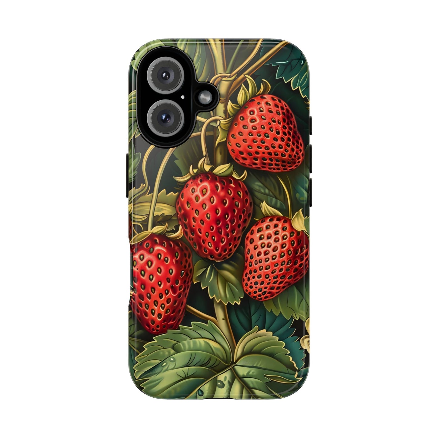 Strawberry Phone Case, Tough Berry Case, Floral Phone Cover, Cute Smartphone Shell, Nature-Inspired Gift