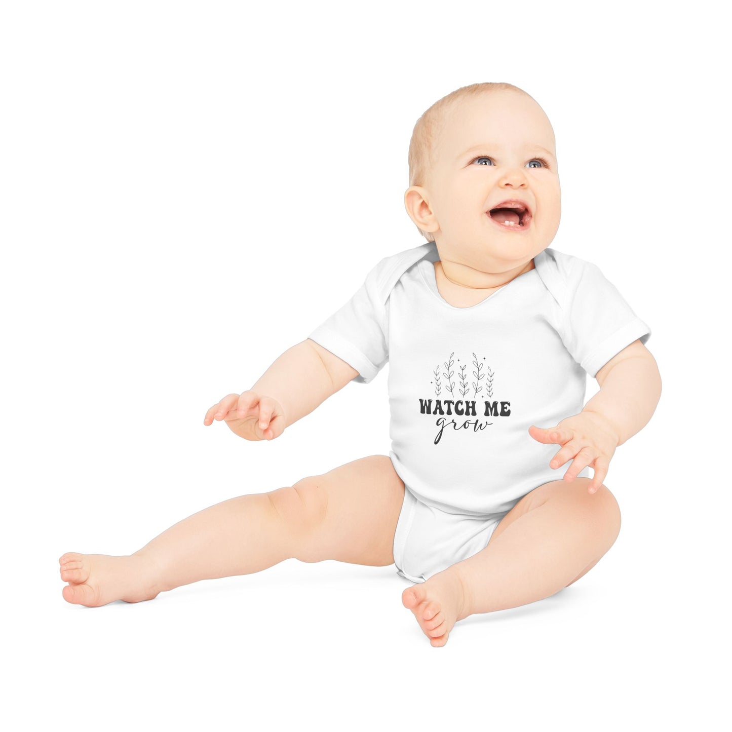 Organic Baby Bodysuit - "Watch Me Grow" - Cute Infant Outfit for Newborns