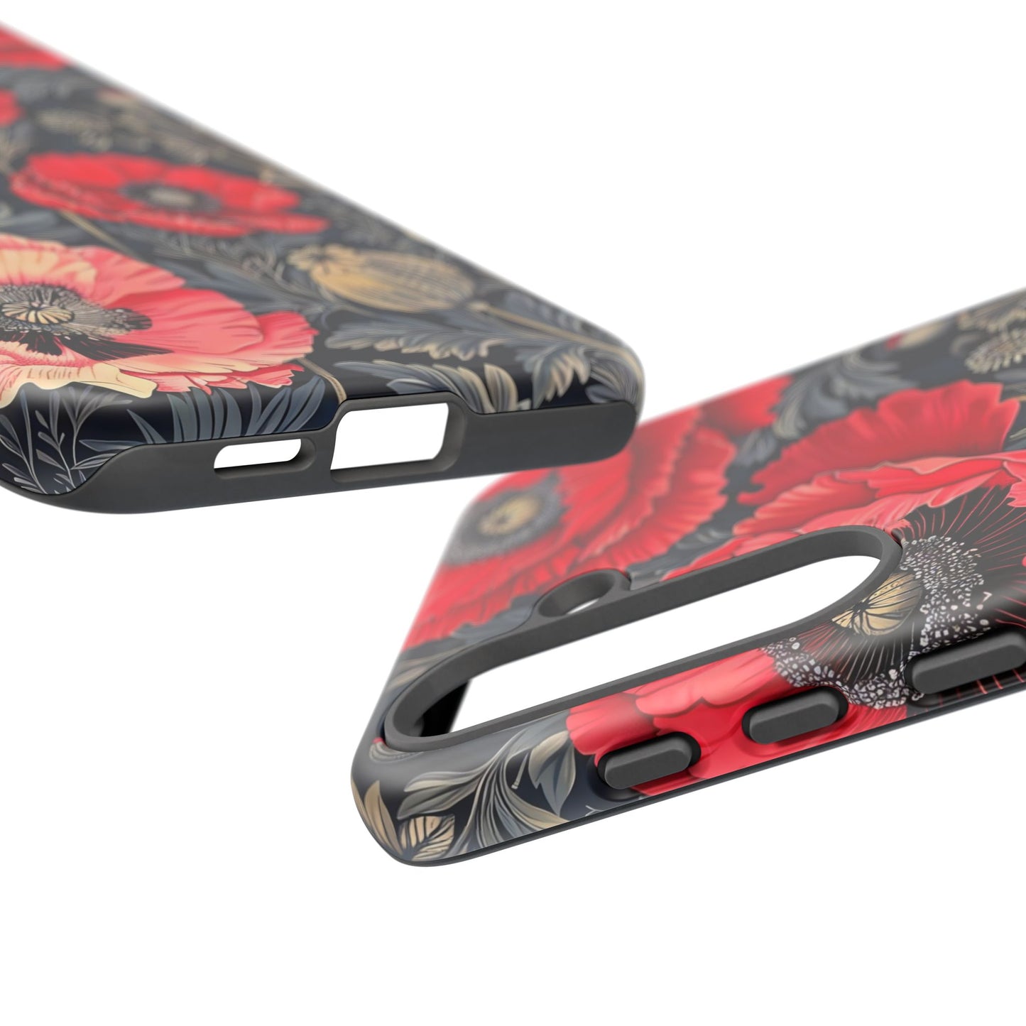 Floral Phone Case with Artistic Poppies, Tough Cases, Flower Design, Nature Lover Gift, Customizable Mobile Cover, Stylish Phone Accessories