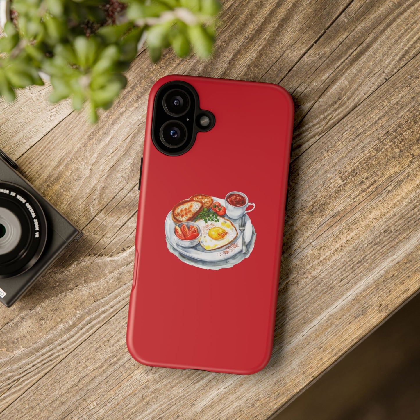 Breakfast-Inspired Phone Case, Tough Phone Covers, Foodie Gifts, Unique Accessories, Cute Kitchen Decor, Red Phone Case