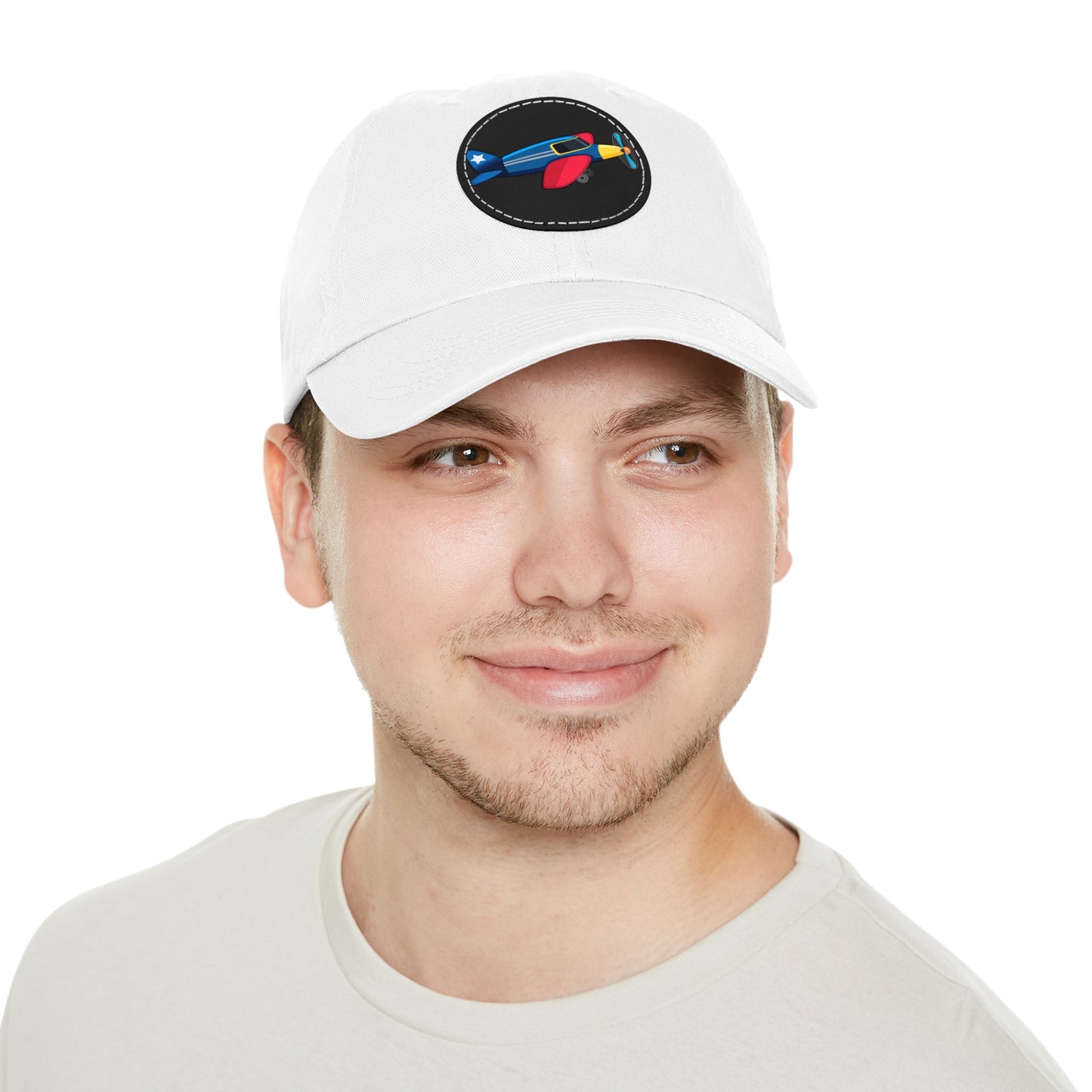 Vintage Aeroplane Dad Hat with Leather Patch (Round)