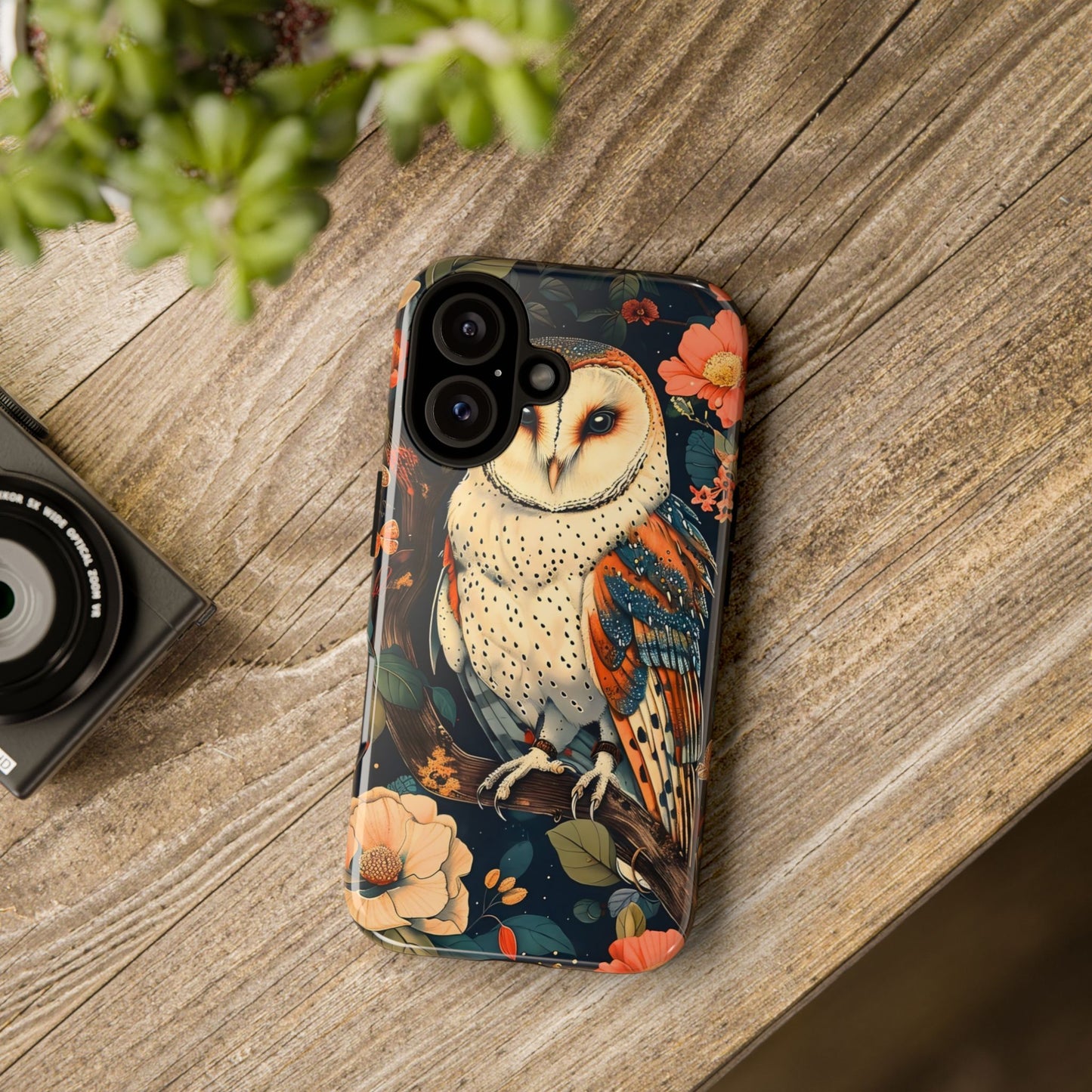 Owl Floral Phone Case - Tough Cases, Nature Lover Gift, Cute Protection, Floral Design, Bird Aesthetic, Animal Lover