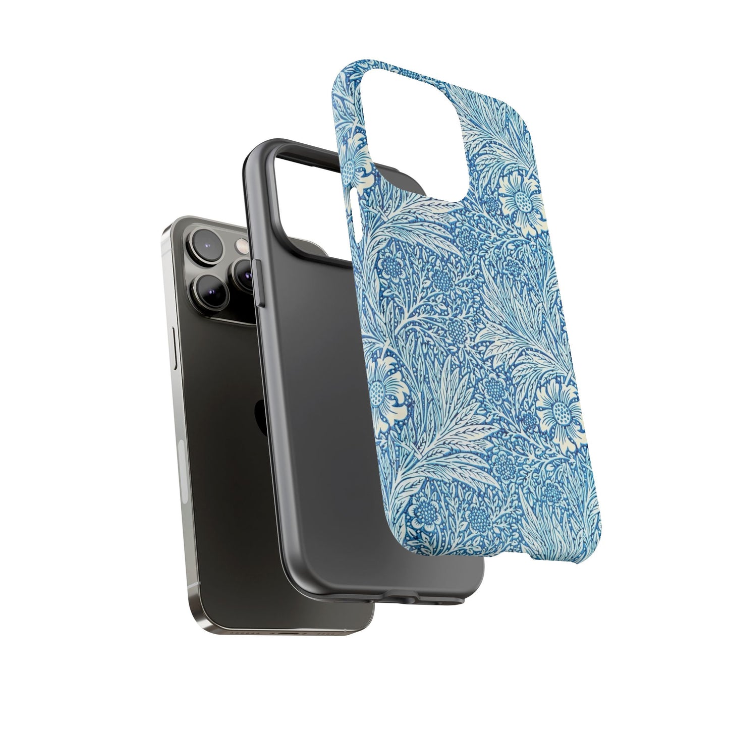 Stylish Phone Case, Tough Floral Phone Cover, Fashionable Tech Accessory, Gift for Her, Blue Flower Design