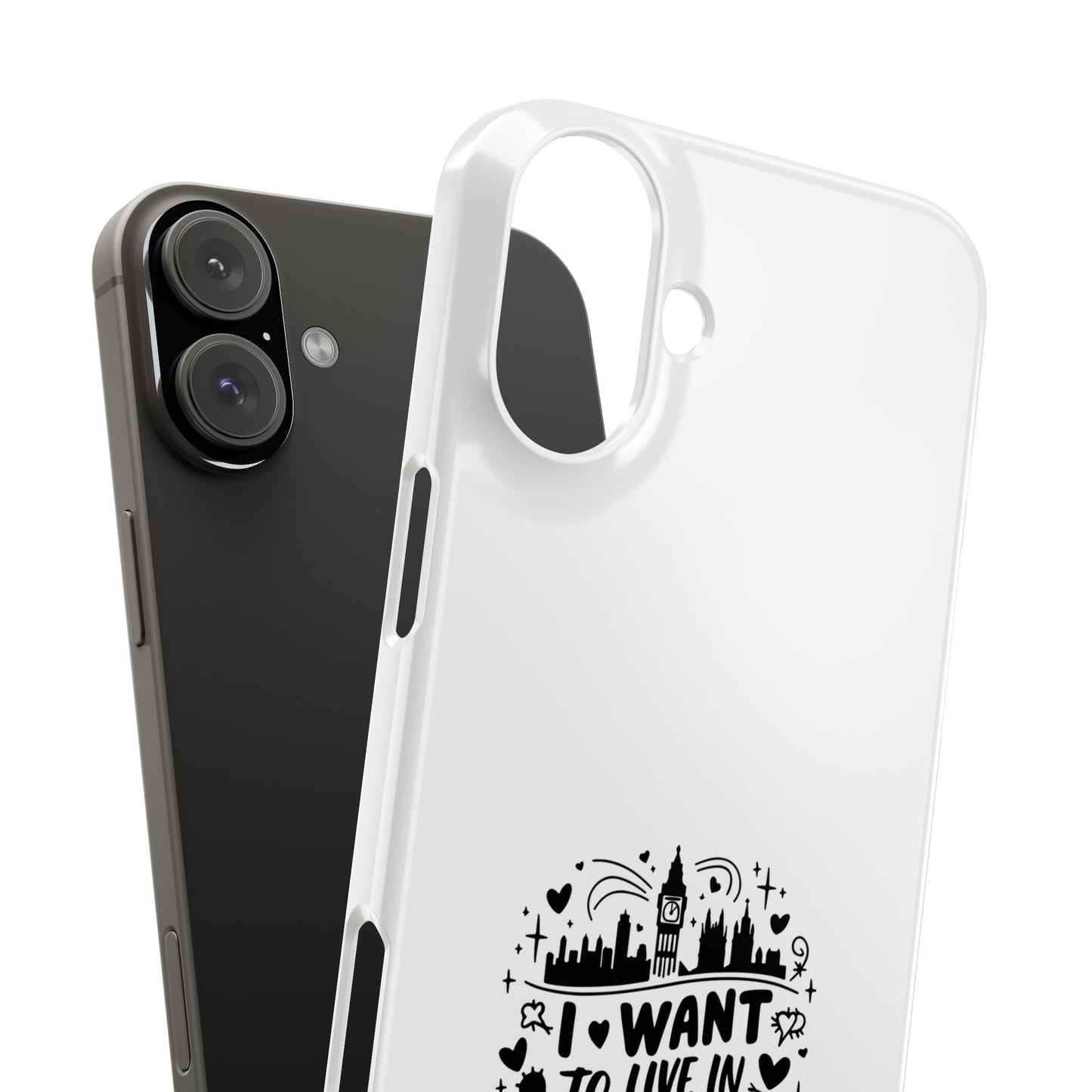 Slim Phone Case - I Want to Live in London Design | Stylish Travel Gift, Unique Phone Cover, London Lover Accessory, Urban Decor