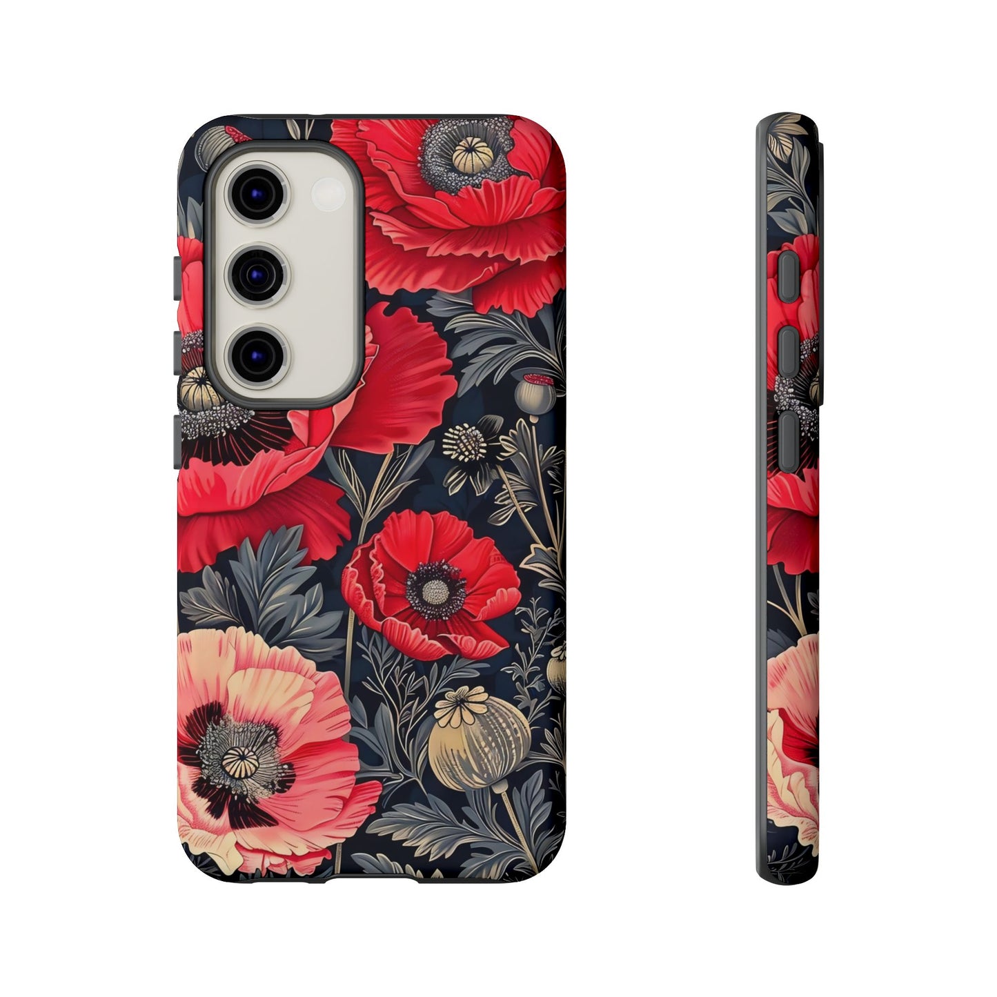 Floral Phone Case with Artistic Poppies, Tough Cases, Flower Design, Nature Lover Gift, Customizable Mobile Cover, Stylish Phone Accessories