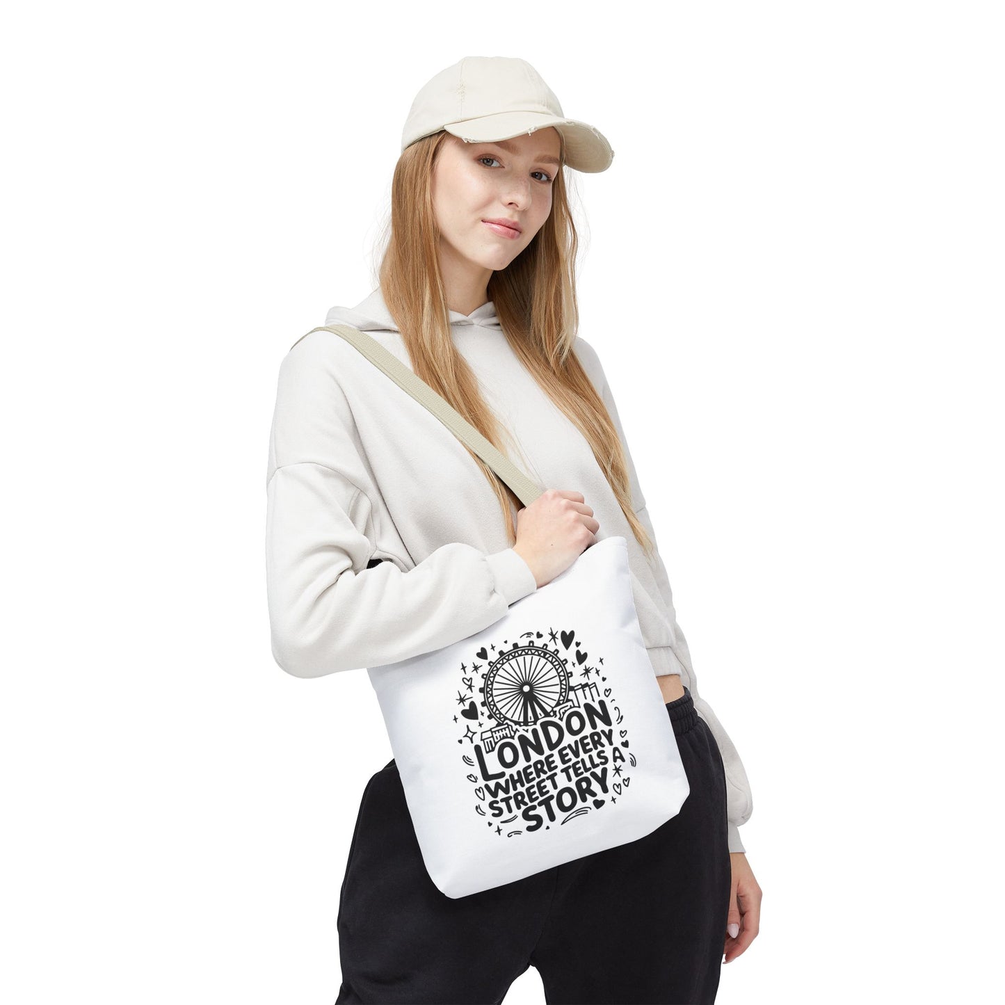 London Storytelling Tote Bag, Gift for Travelers, Reusable Shopping Bag, Casual Carryall, Eco-Friendly Tote