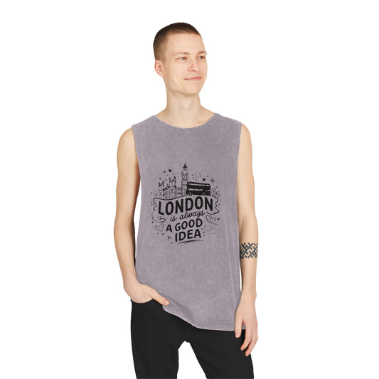 Unisex Stonewash Tank Top - London is always a good idea