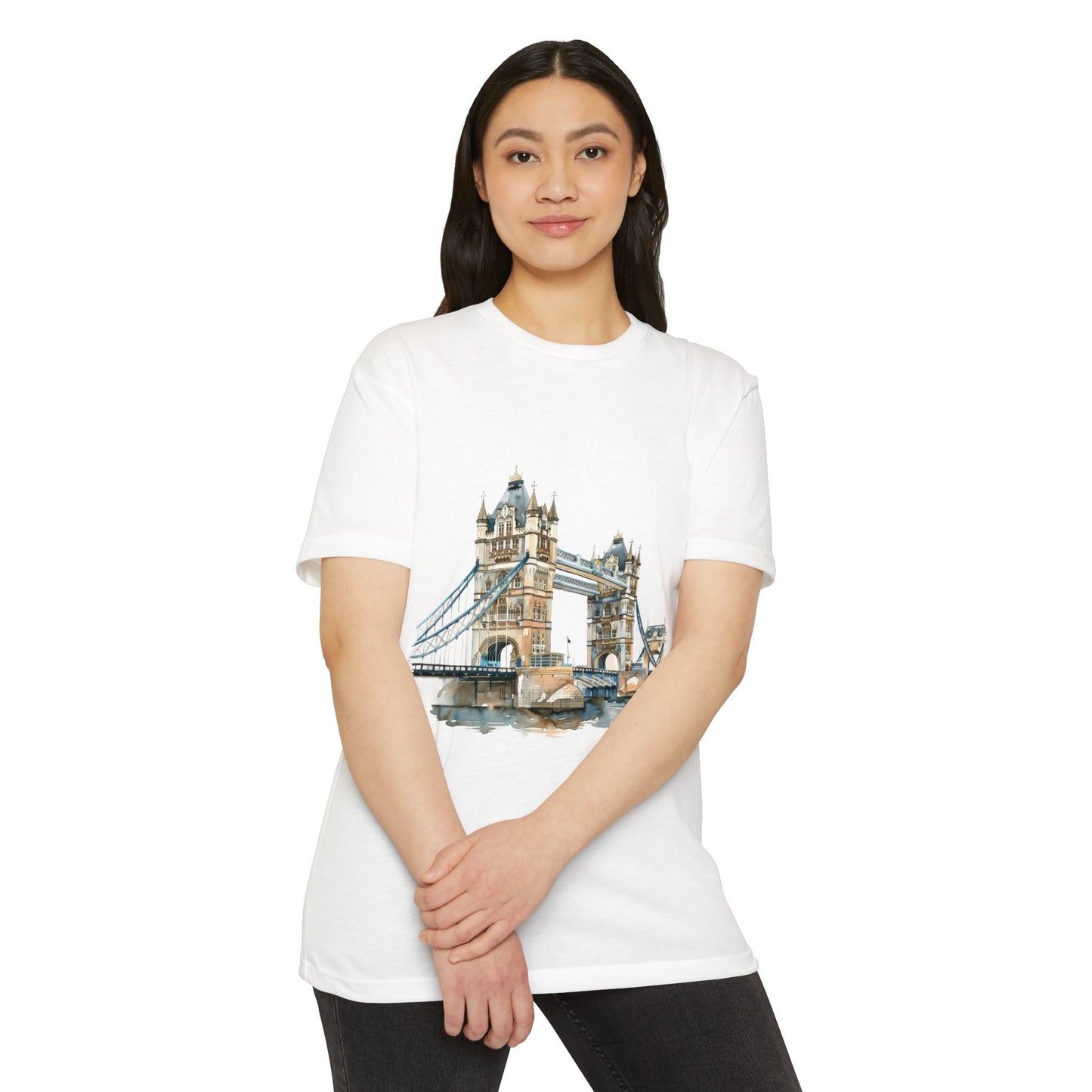 Unisex CVC Jersey T-shirt - London Bridge - Iconic Landmark and Historical Beauty