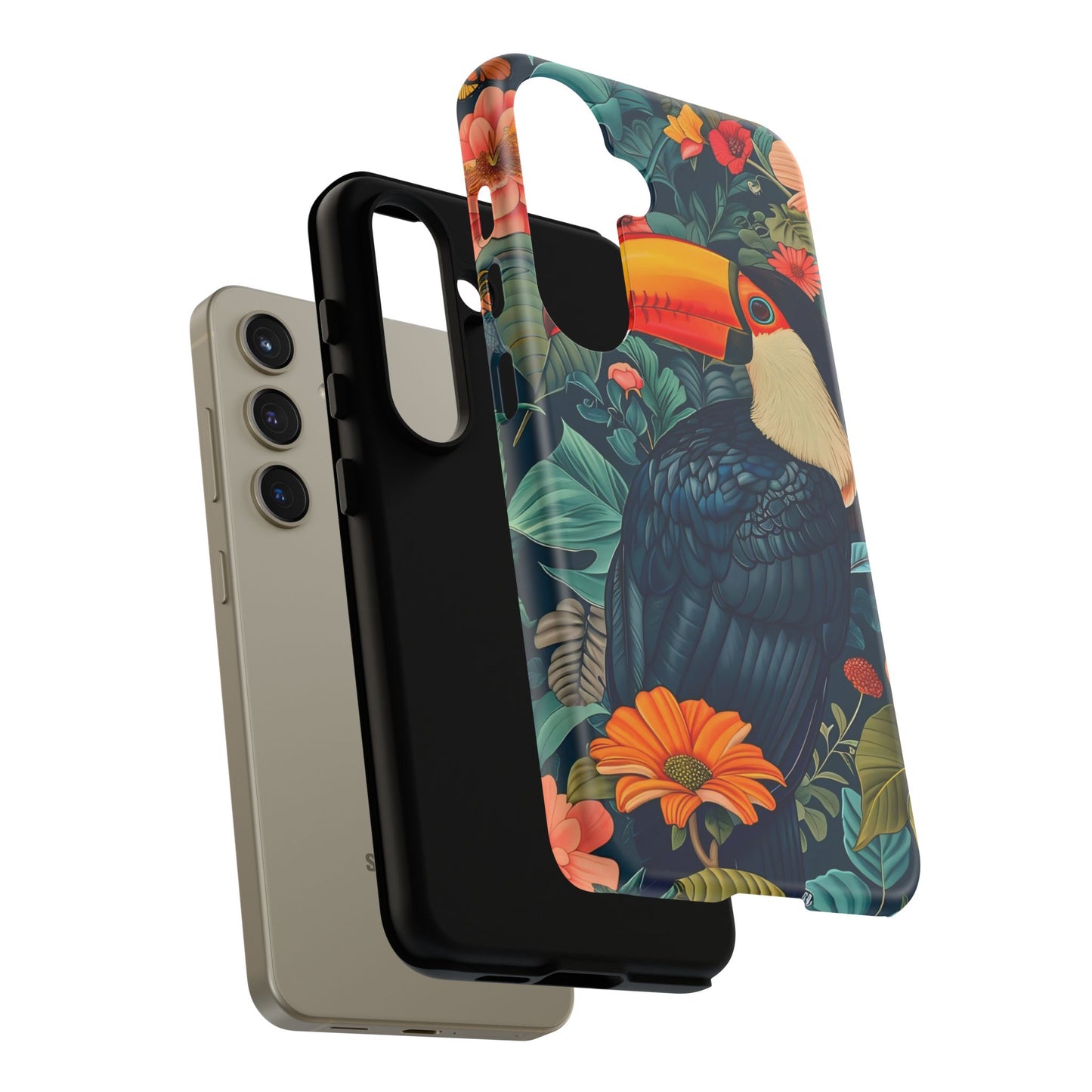 Tropical Toucan Phone Case - Cute Animal Design, Nature Lover Gift, Floral Pattern, Bird Lover Accessory, Summer Vibes