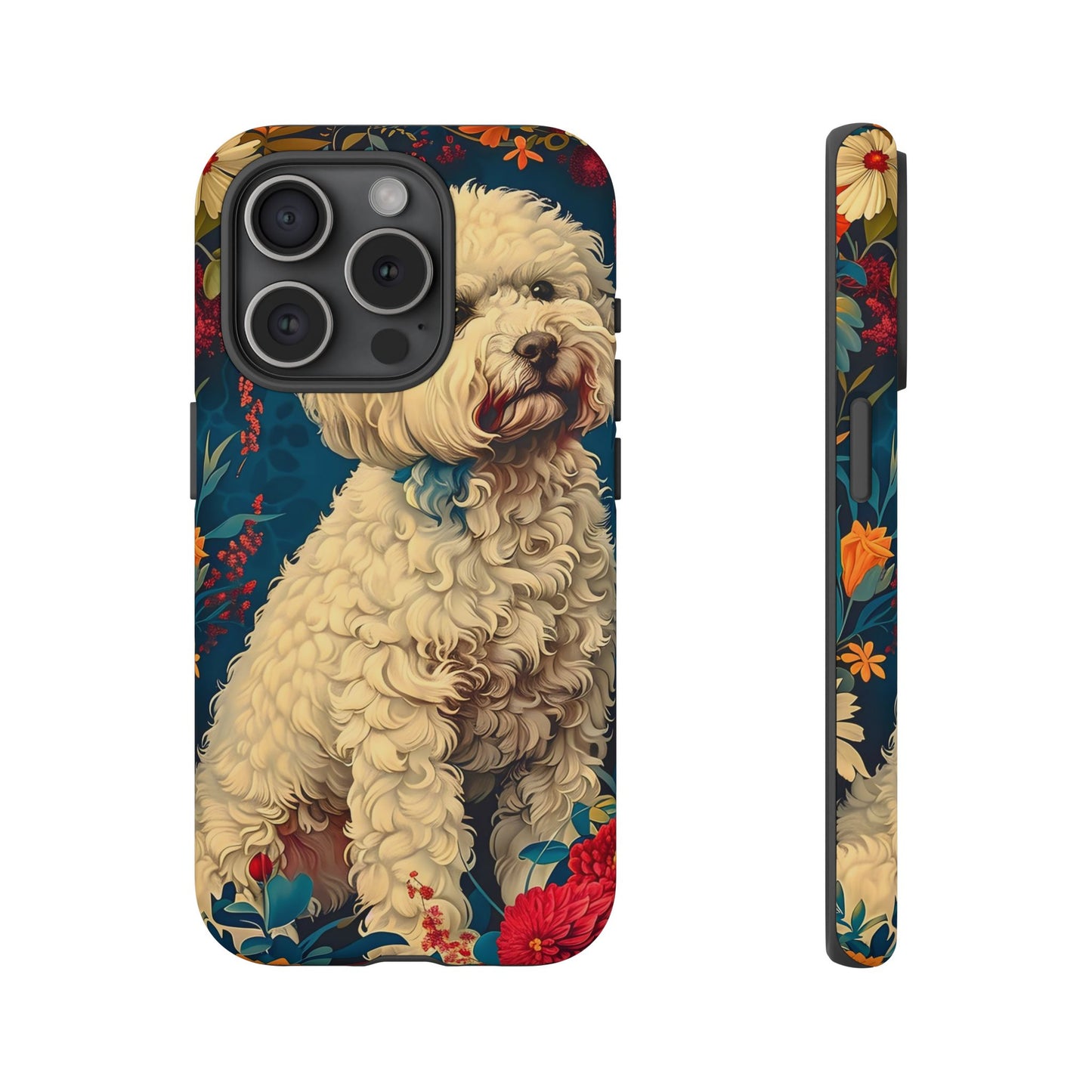 Cute Dog Phone Case, Pet Lover Gift, Floral Design Tough Case, Custom Dog Art, Birthday Gift for Dog Owners, Unique Phone Accessories