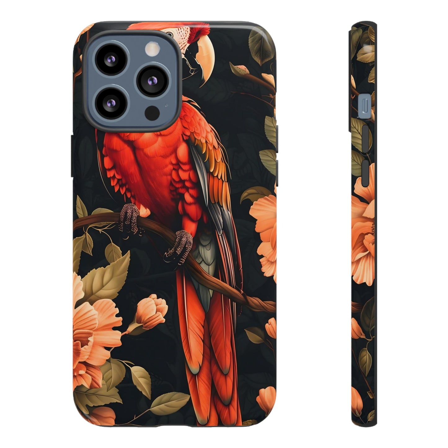 Vibrant Tropical Phone Case with Parrot Design, Bird Lovers Gift, Floral Phone Cover, Nature Inspired Accessories, Tough Cases