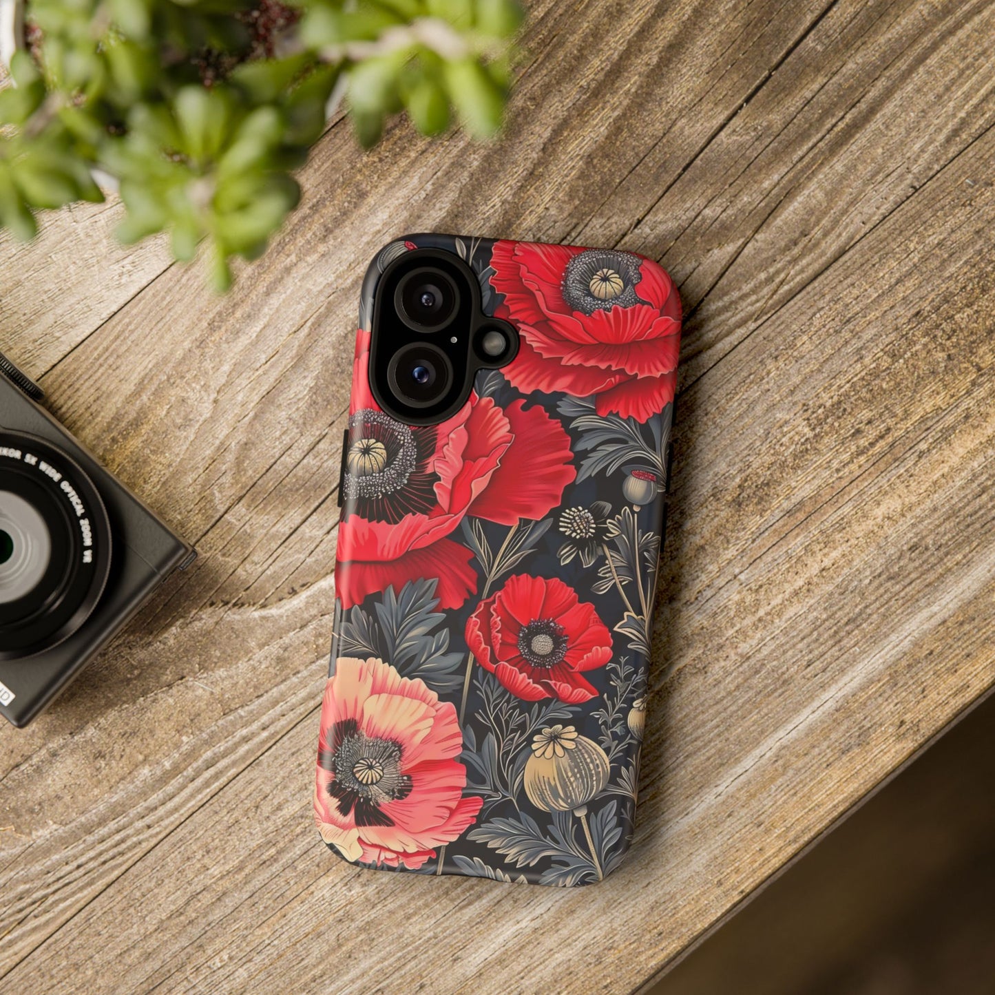 Floral Phone Case with Artistic Poppies, Tough Cases, Flower Design, Nature Lover Gift, Customizable Mobile Cover, Stylish Phone Accessories