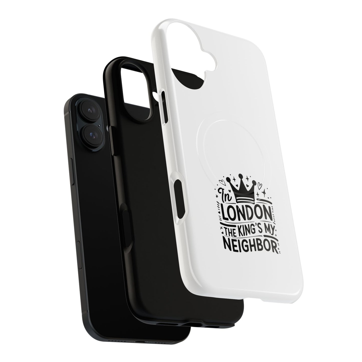 King's Neighbor Tough Magnetic Phone Case, London Style Case, Durable Phone Cover, Gift for Travelers, Black White Phone Accessory