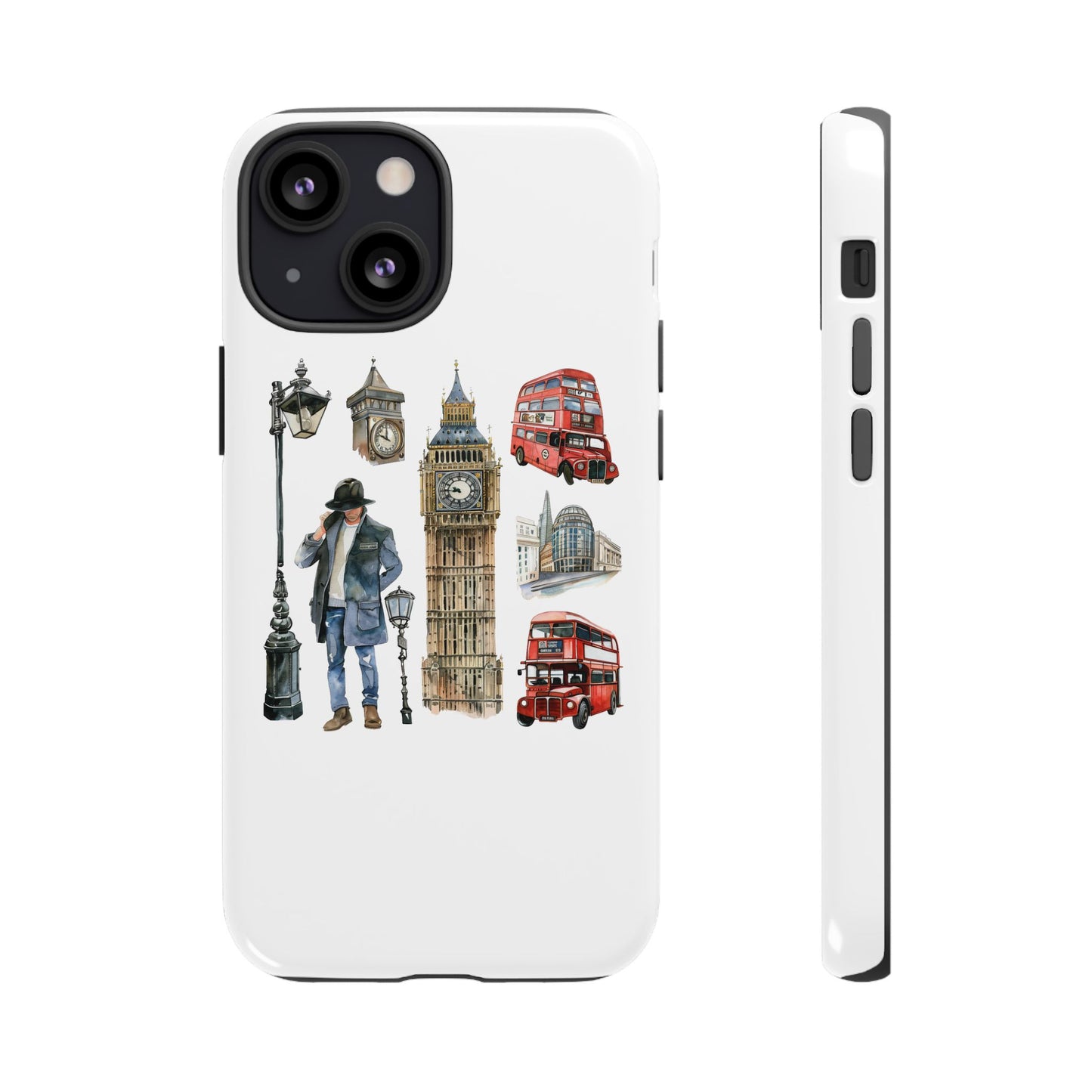 London Iconic Design Phone Case, Tough Cases, Gift for Travelers, London Souvenir, London Icons, Red Bus Phone Case