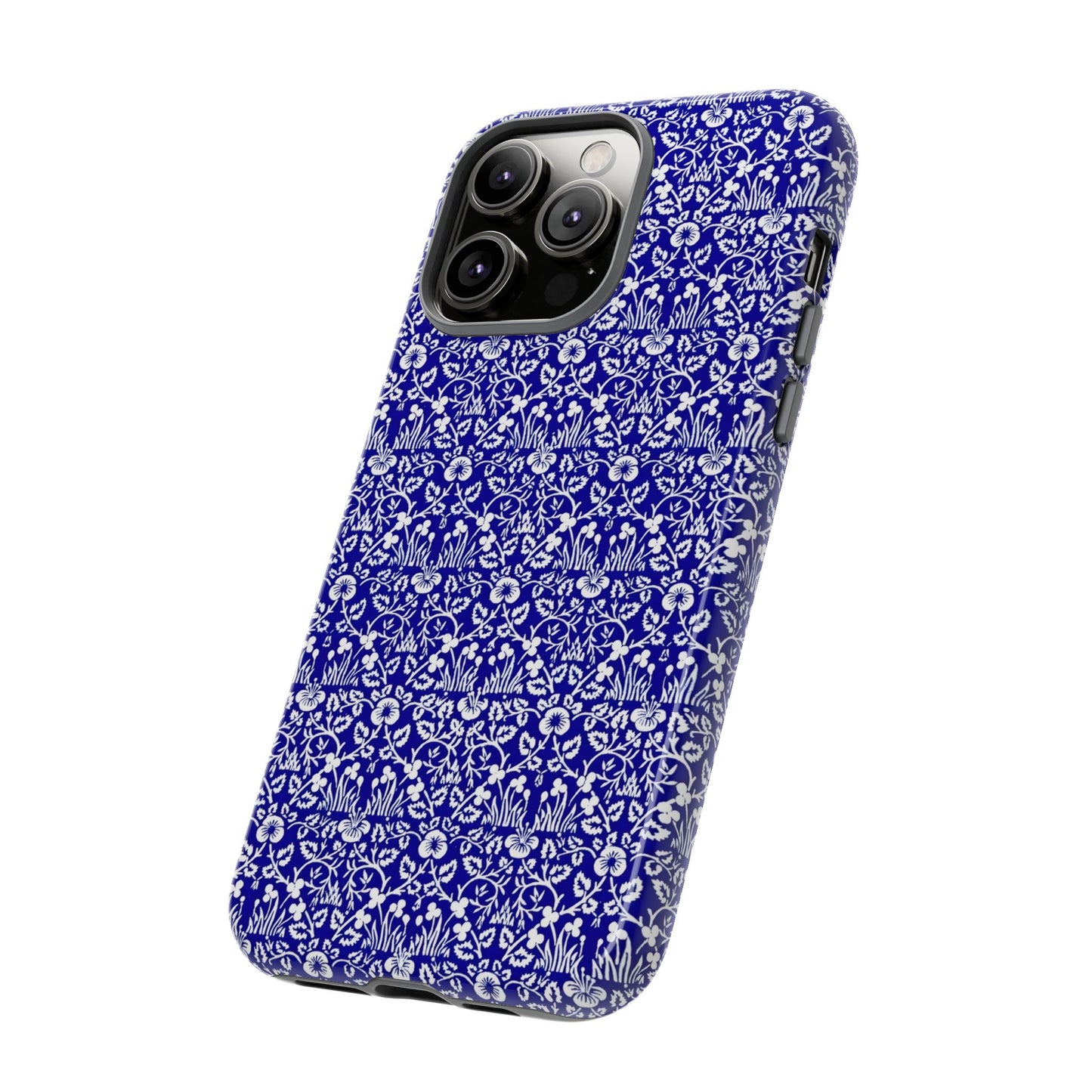 Elegant Floral Phone Case - Tough Cases, Blue Floral Design, Stylish Phone Accessory, Unique Gift, Modern Tech Protection