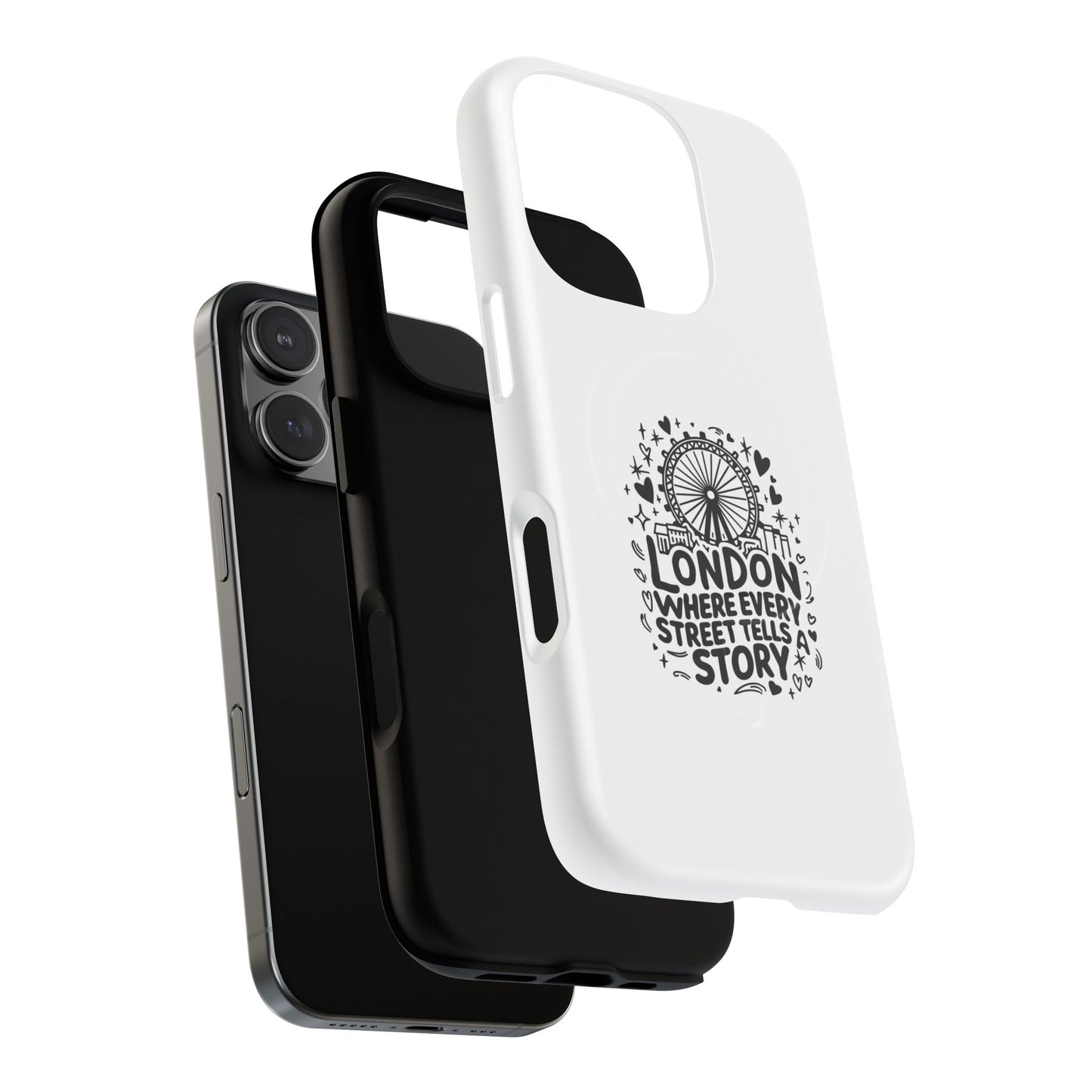 London Story Magnetic Phone Case, Tough Phone Cover, Gift for Travel Lovers, Unique London Souvenir, Storytelling Phone Accessory