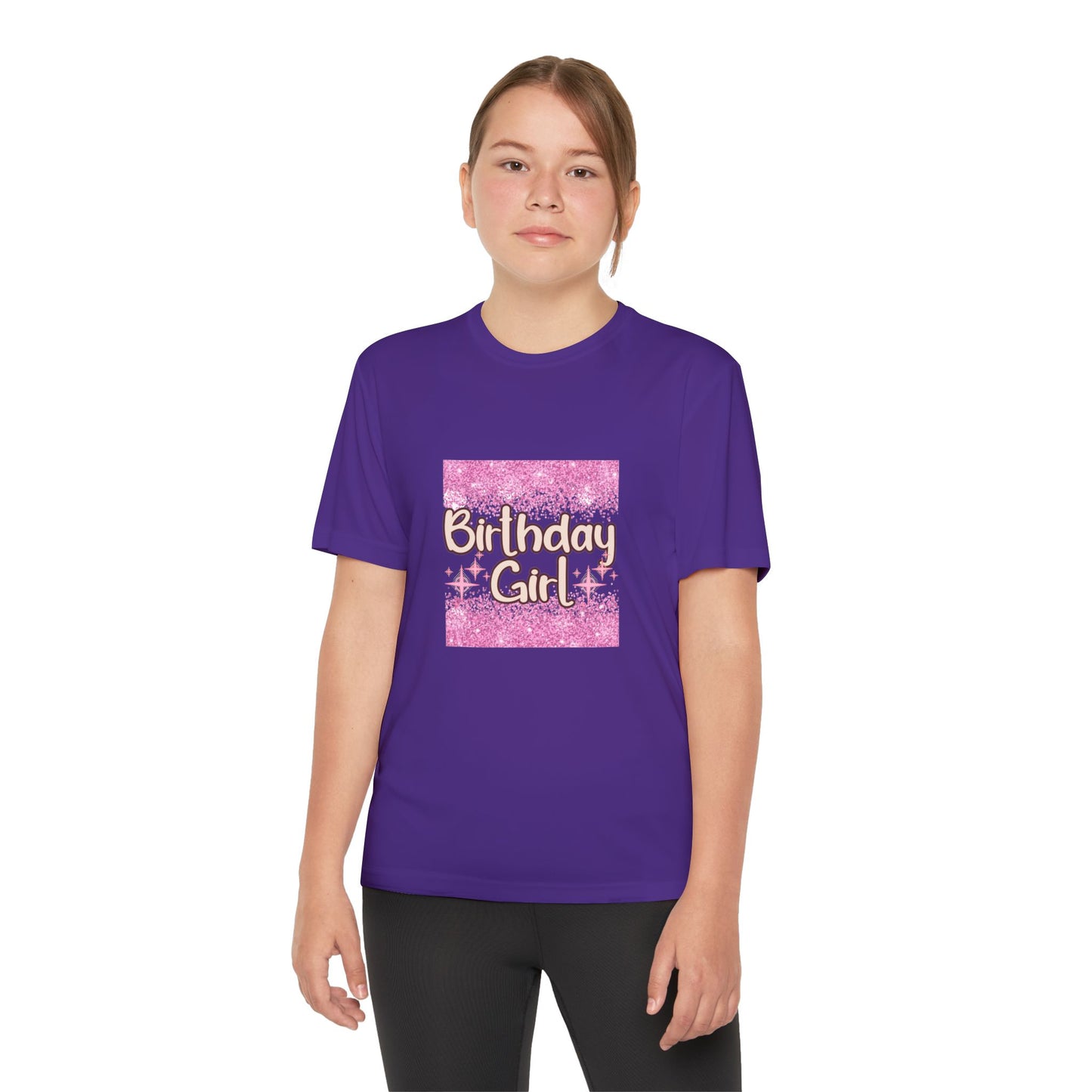 Youth Birthday Girl Tee – Sparkly Celebration T-Shirt for Parties & Gifts