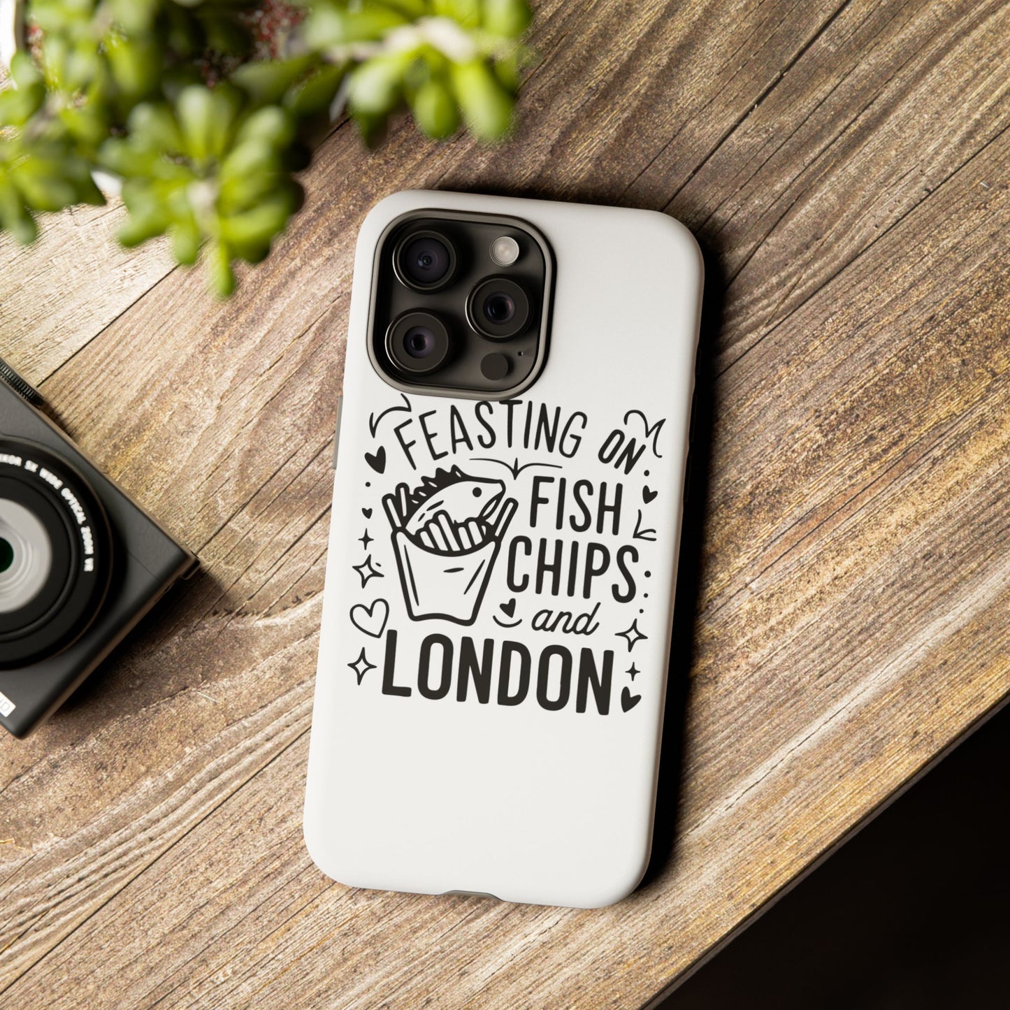 London Fish & Chips Phone Case | Fun Gift for Foodies, Travel Lovers, London Souvenir, Unique Accessories, Personalization Option