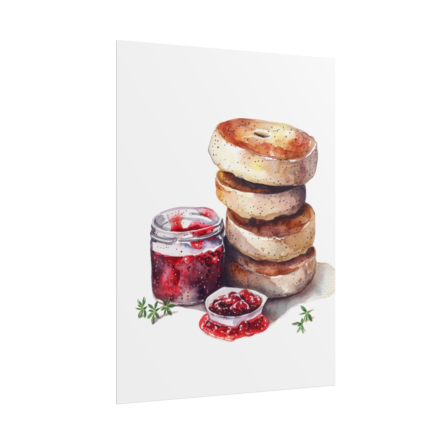 Breakfast Bagel Art Print, Foodie Decor, Kitchen Wall Art, Rolled Poster, Unique Food Gift, Home Cooking Decor