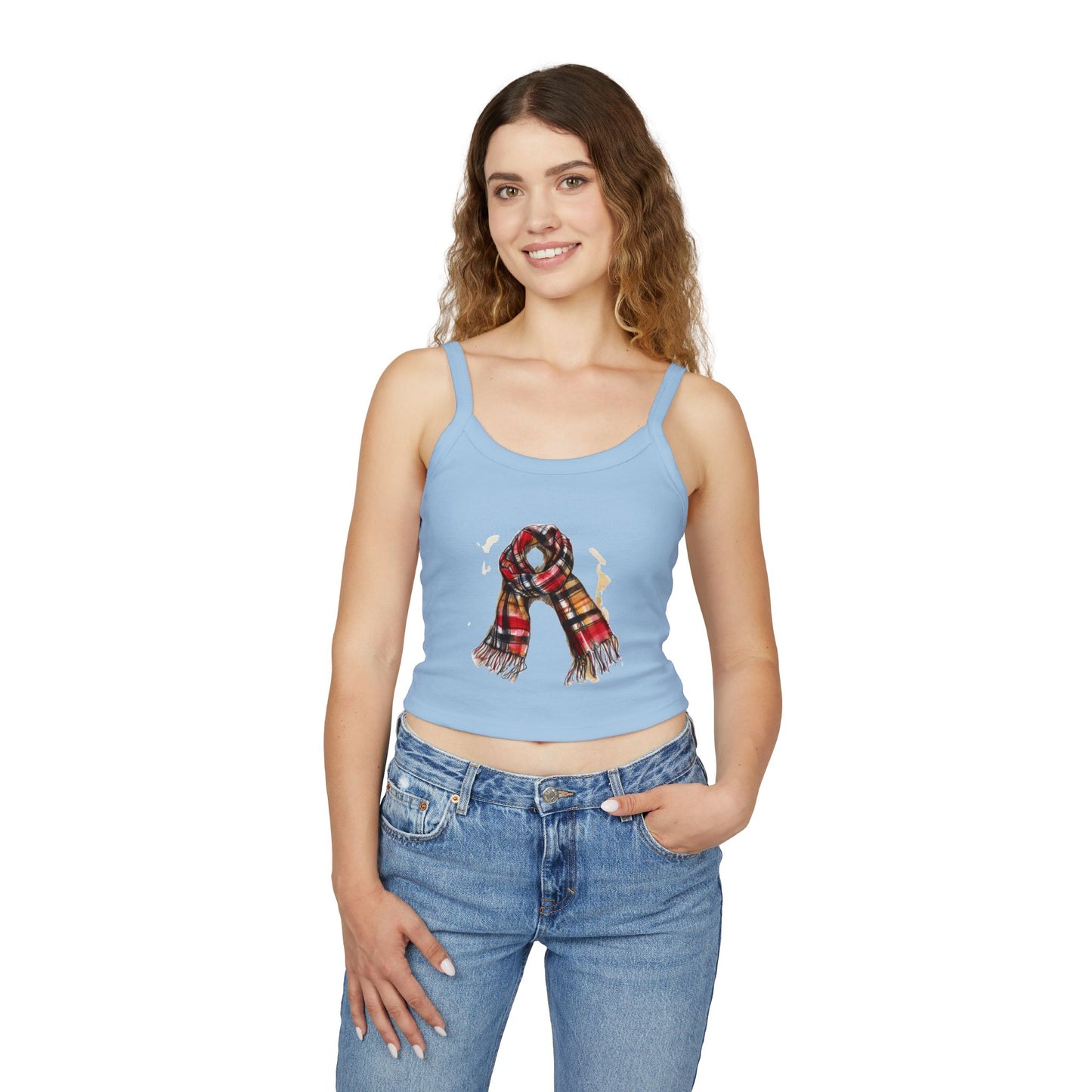 Women's Spaghetti Strap Tank Top - Classic British Plaid Scarf Design