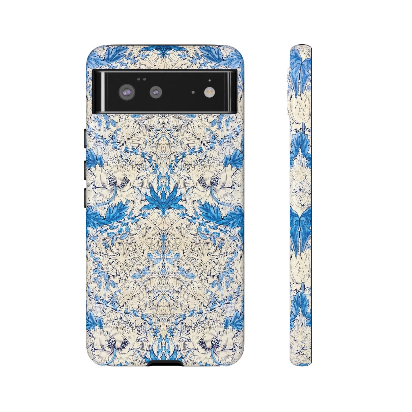Elegant Floral Phone Case, Tough iPhone Cover, Stylish Mobile Protector, Blue Patterned Case, Unique Gift for Her