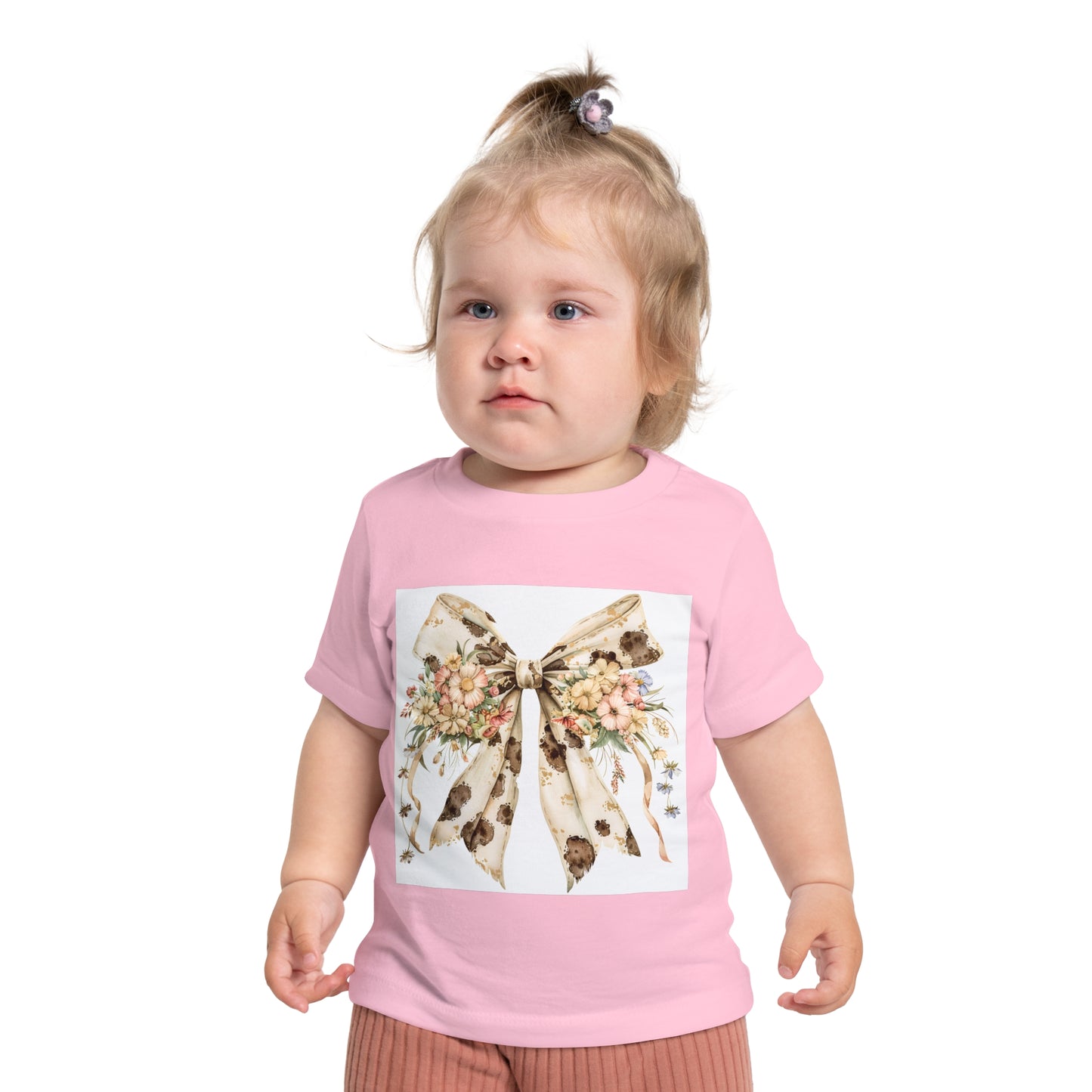 Floral Cow Print Baby T-Shirt - Cute Spring Outfit for Infants