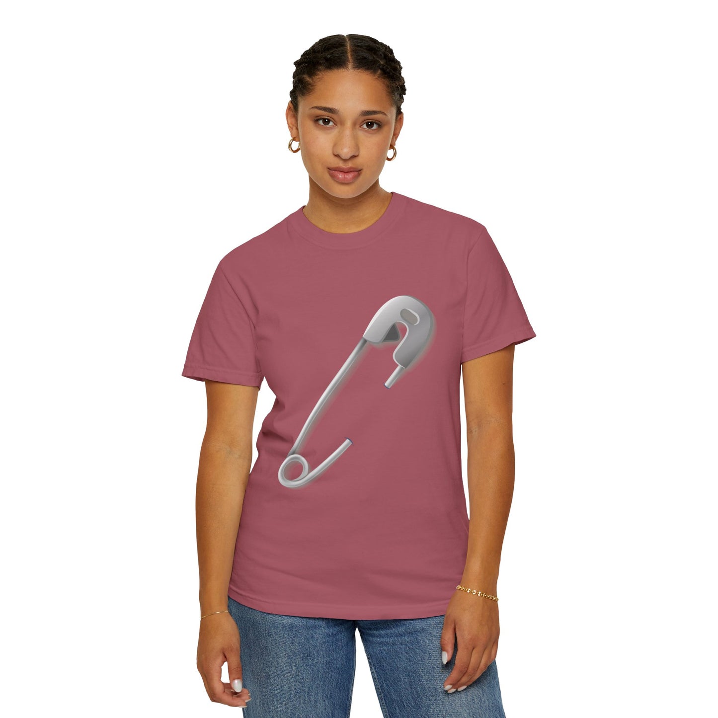 Unisex Garment-Dyed T-shirt - Minimalist Safety Pin Design