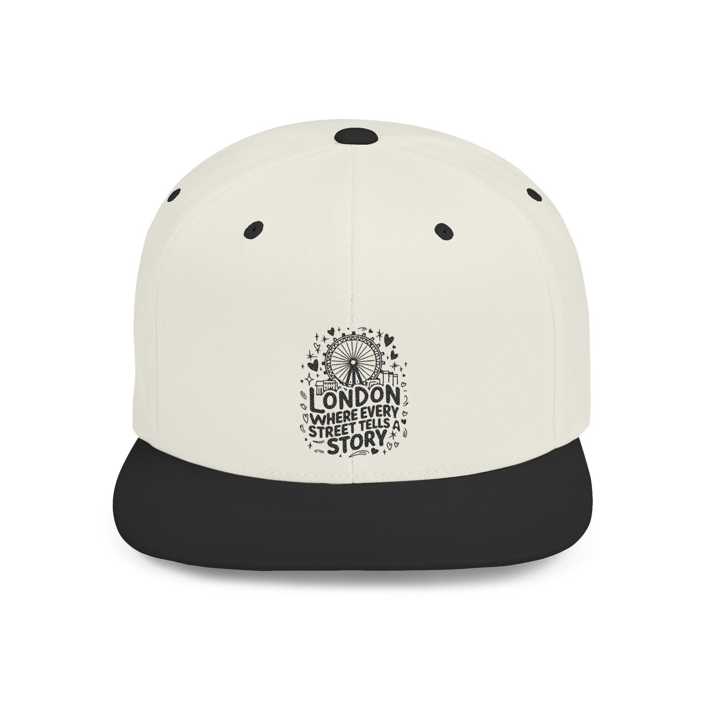 London Story Flat Bill Snapback Hat | Urban Fashion, Street Style, Travel Accessory, Gift for Travelers, Unique Headwear