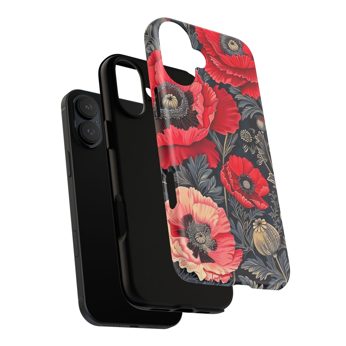 Floral Phone Case with Artistic Poppies, Tough Cases, Flower Design, Nature Lover Gift, Customizable Mobile Cover, Stylish Phone Accessories