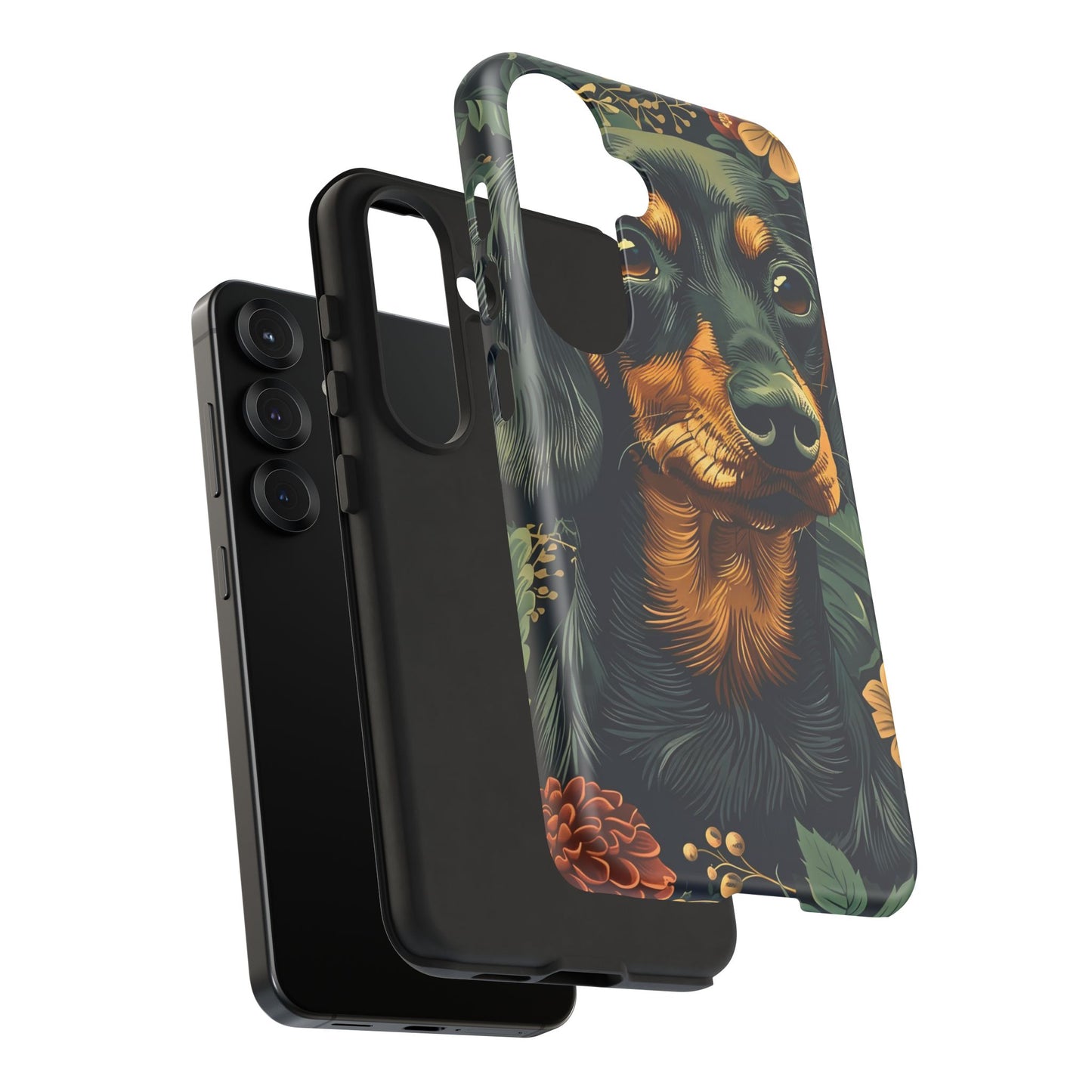 Dachshund Phone Case, Floral Pet Phone Cover, Dog Lover Gift, Tough Phone Case, Custom Dachshund Design, Unique Dog Owner Accessory