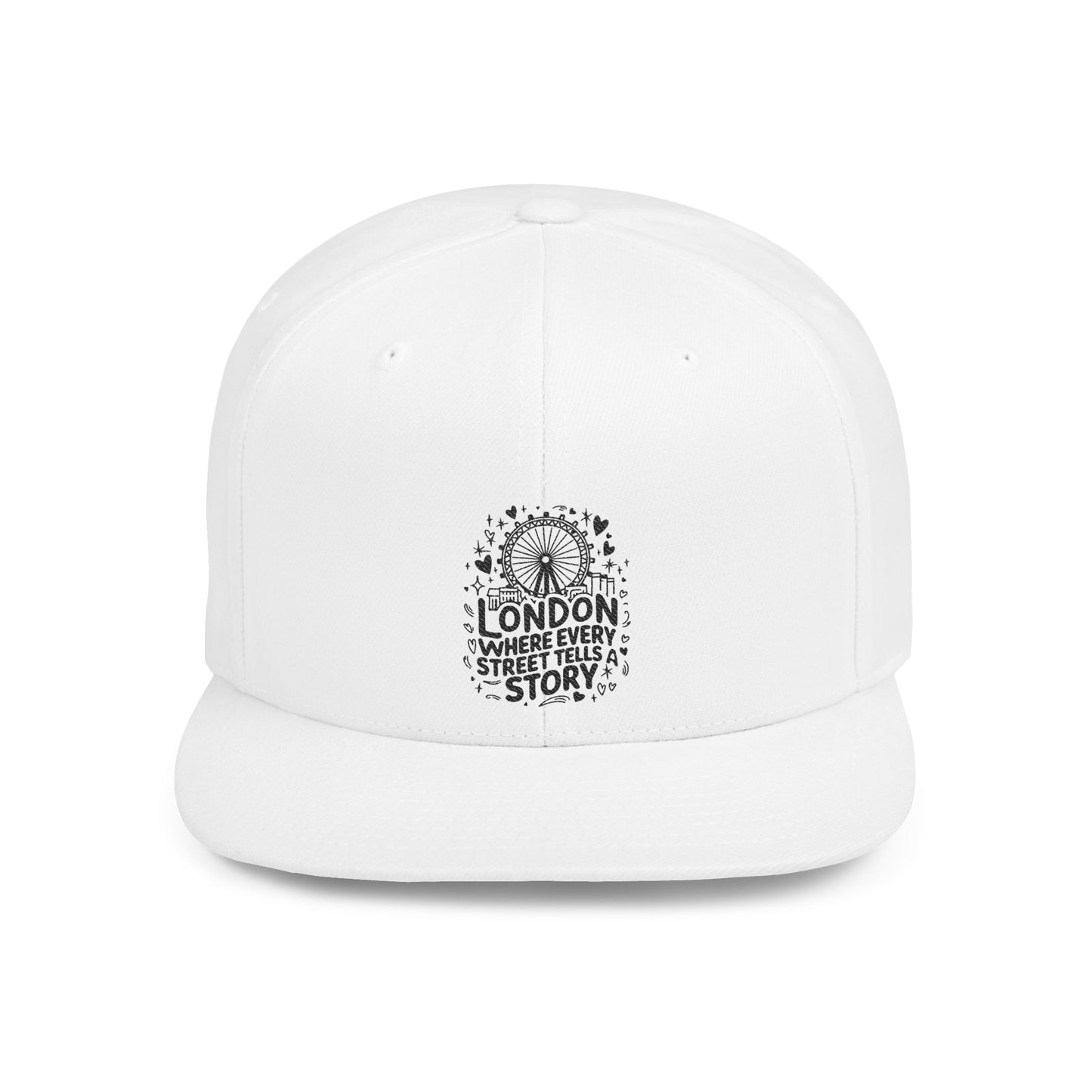 London Story Flat Bill Snapback Hat | Urban Fashion, Street Style, Travel Accessory, Gift for Travelers, Unique Headwear