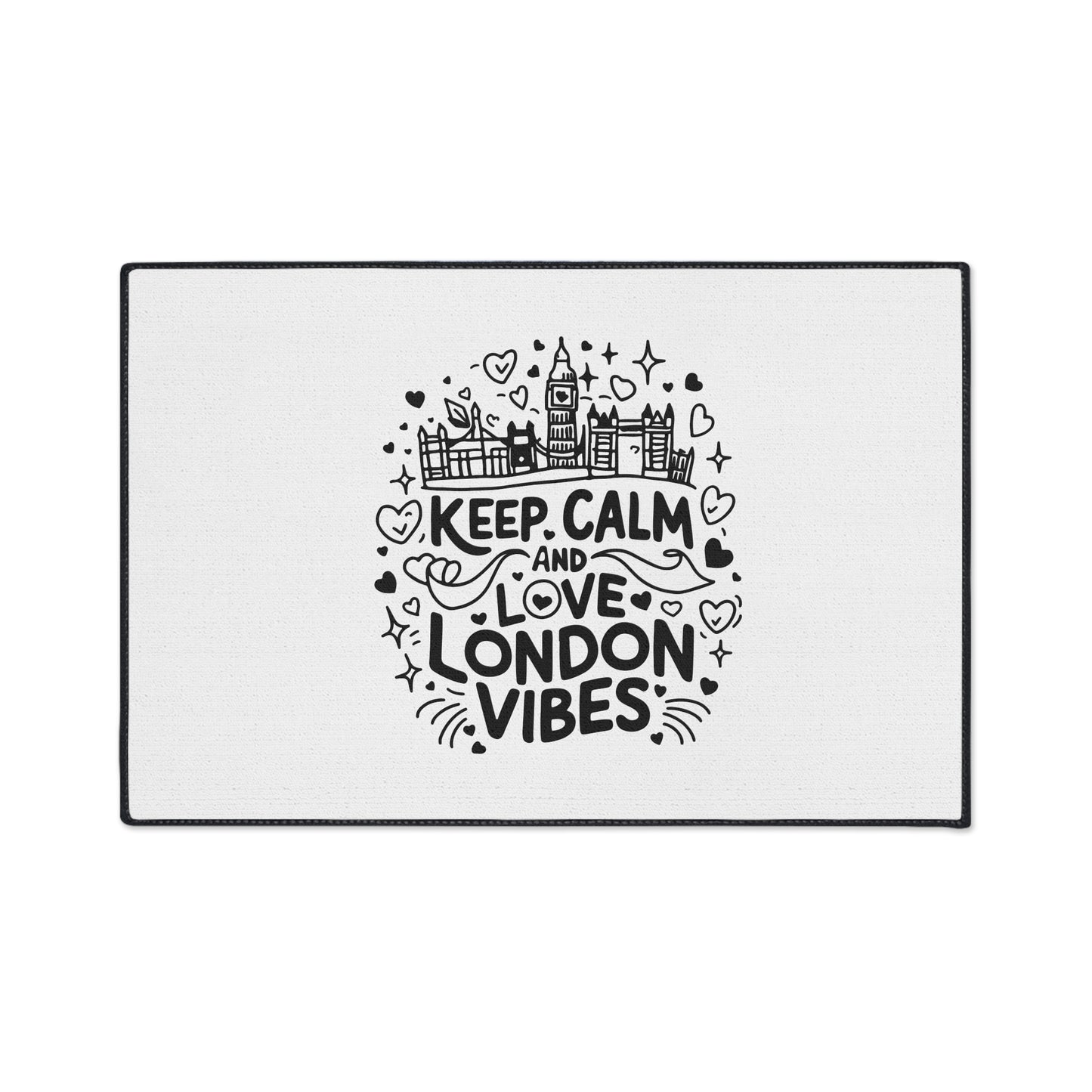 London-Themed Heavy Duty Floor Mat - Keep Calm and Love London Vibes Decor, Home Entrance Mat, Gift for Travelers, Unique Kitchen Rug