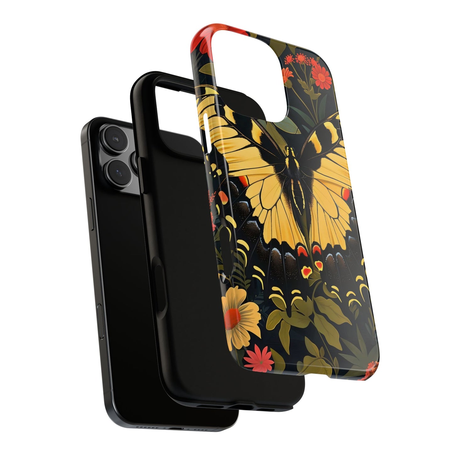 Butterfly Floral Phone Case, Tough Cases with Vibrant Design, Protective Cover for Nature Lovers, Gift for Her