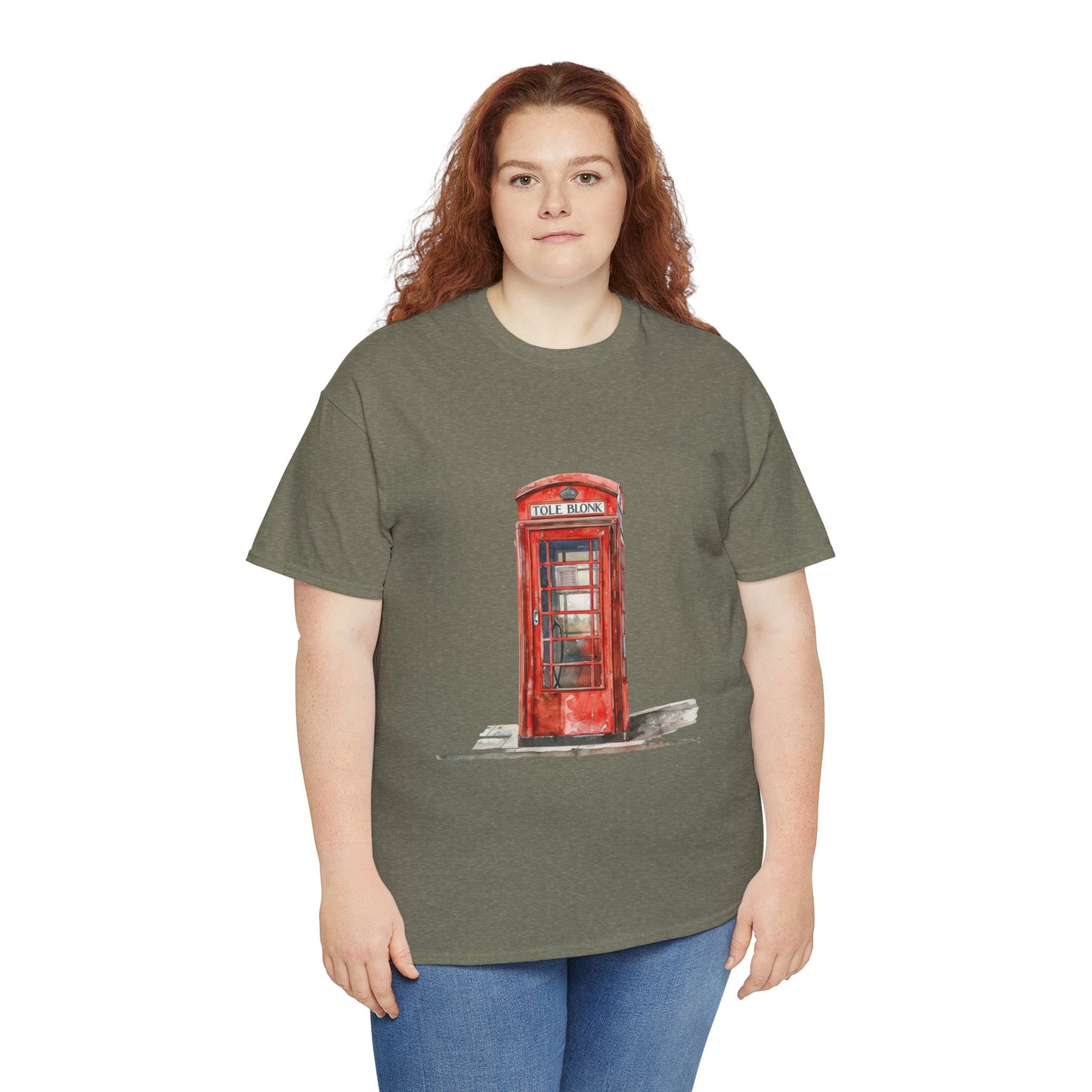 Unisex Heavy Cotton Tee - Iconic British Public Telephone - Classic Red Phone Box