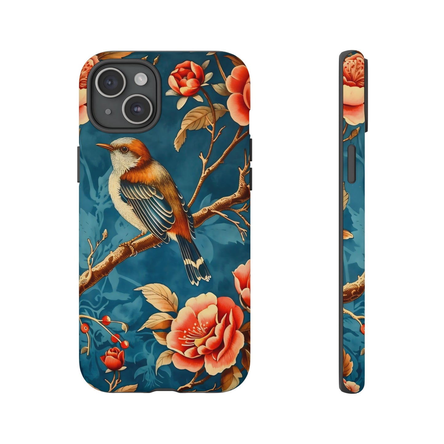 Bird & Floral Phone Case, Tough Cases for Nature Lovers, Gift for Her, Customizable Design, Vibrant Tech Accessories