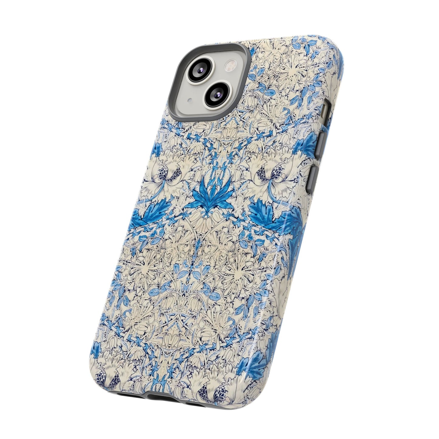 Elegant Floral Phone Case, Tough iPhone Cover, Stylish Mobile Protector, Blue Patterned Case, Unique Gift for Her