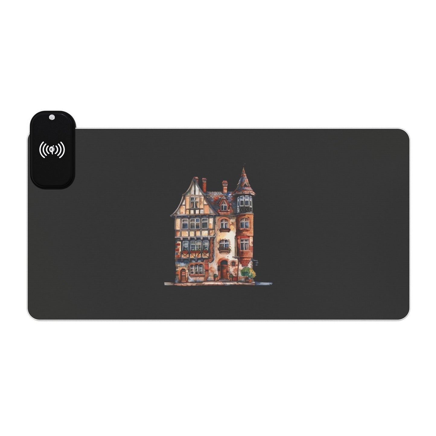 Charming Townhouses – English Architecture - LED Gaming Mouse Pad with Wireless Charging, Ergonomic Desk Accessory for Gamers, RGB Light-Up Mousepad, Perfect Gift for Home Office