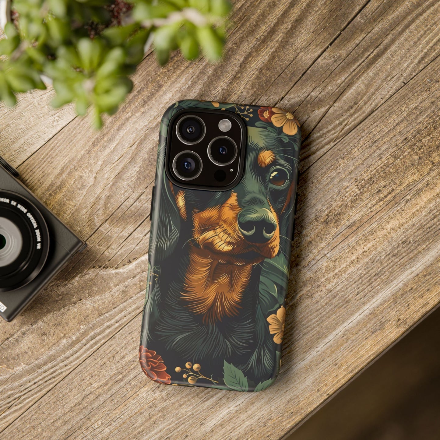 Dachshund Phone Case, Floral Pet Phone Cover, Dog Lover Gift, Tough Phone Case, Custom Dachshund Design, Unique Dog Owner Accessory