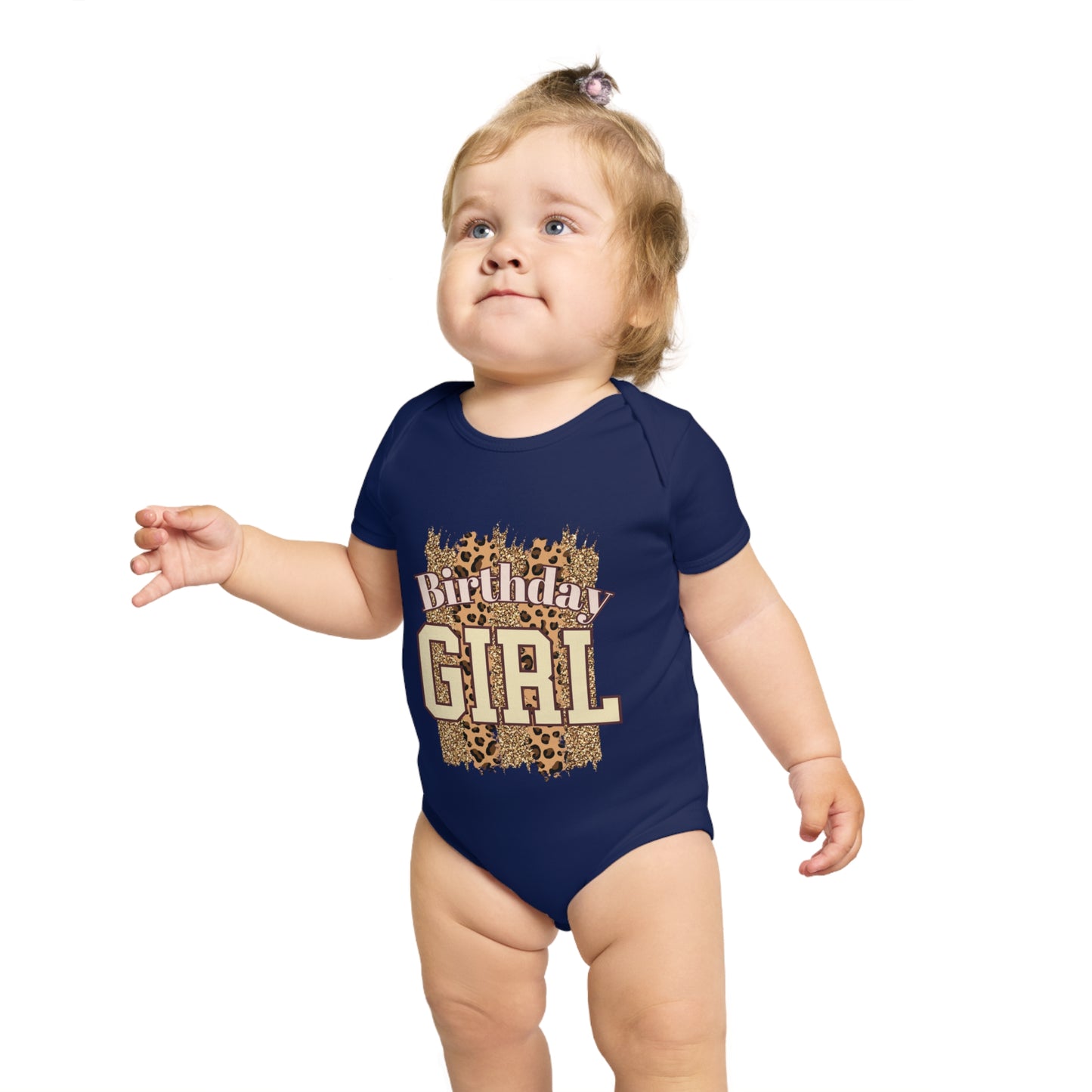 Birthday Girl Short Sleeve Baby Bodysuit - Cute Animal Print Design