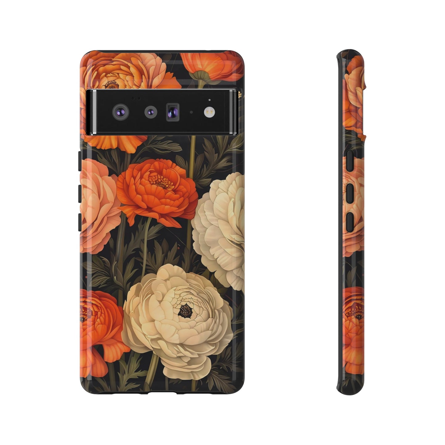 Floral Phone Case with Tough Protection, Blooming Ranunculus Design, Durable Cover, Gift for Flower Lovers, Eco-Friendly Phone Accessory