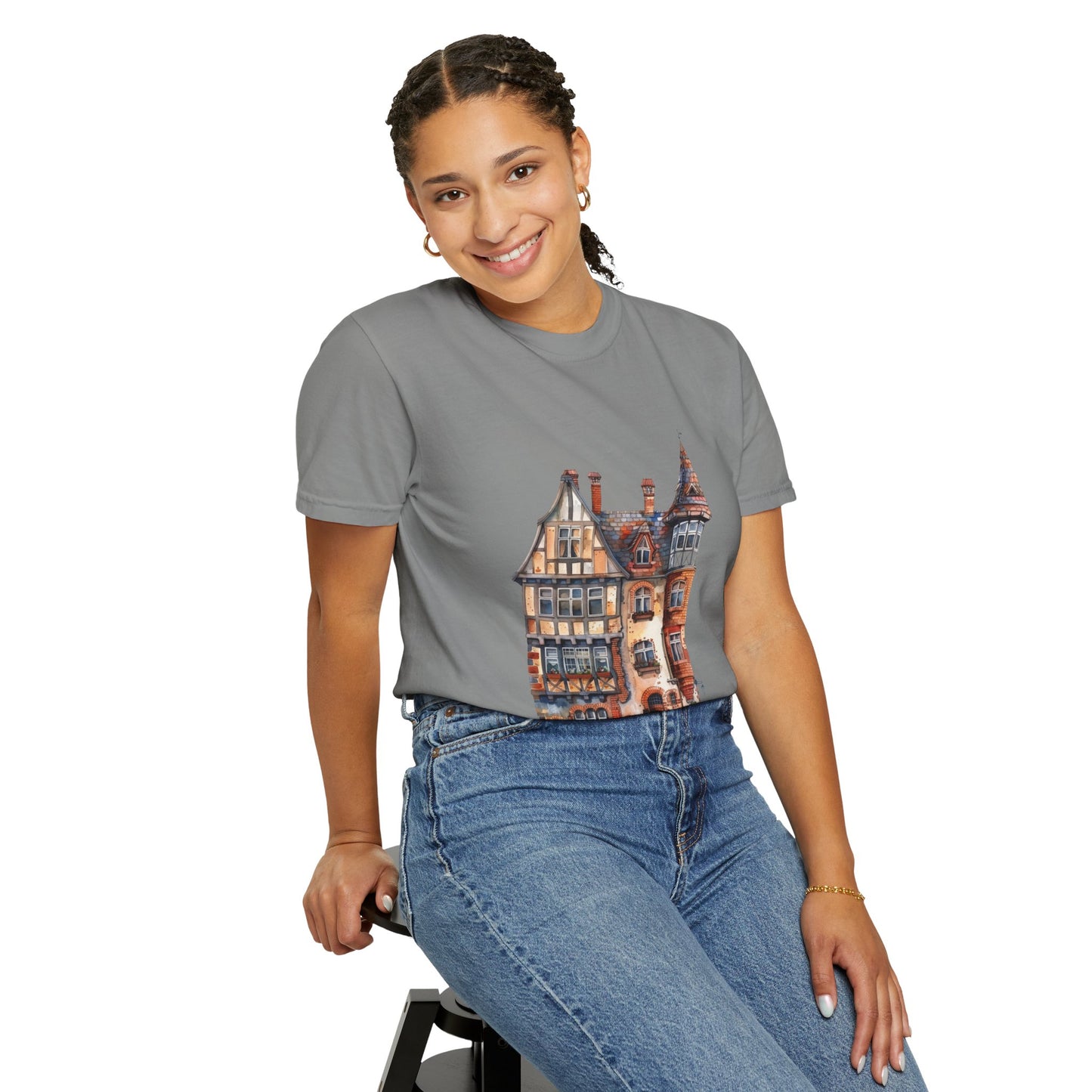 Unisex Garment-Dyed T-shirt - The Quintessential British Village House