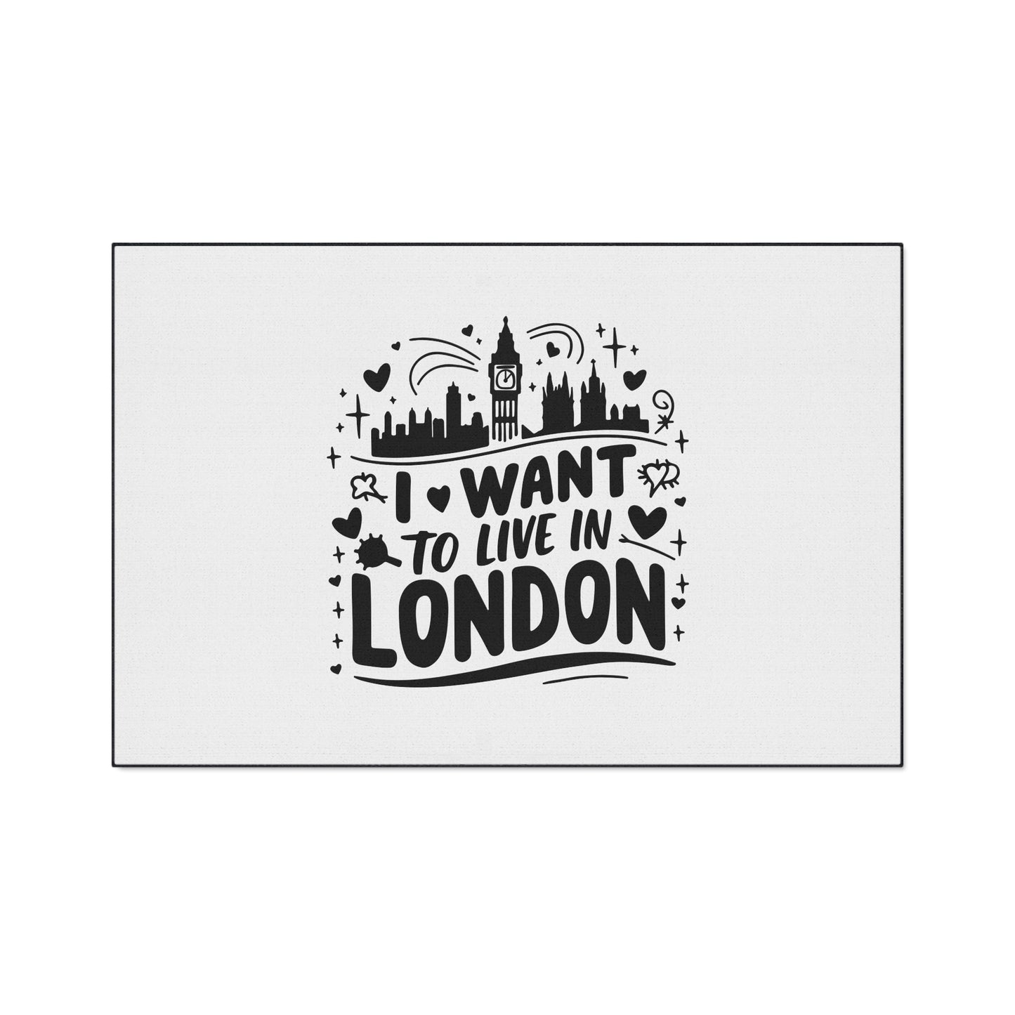 I Want to Live in London Heavy Duty Floor Mat, Inspirational Home Decor, Welcome Mat, Gift for London Lovers, Indoor Outdoor Rug
