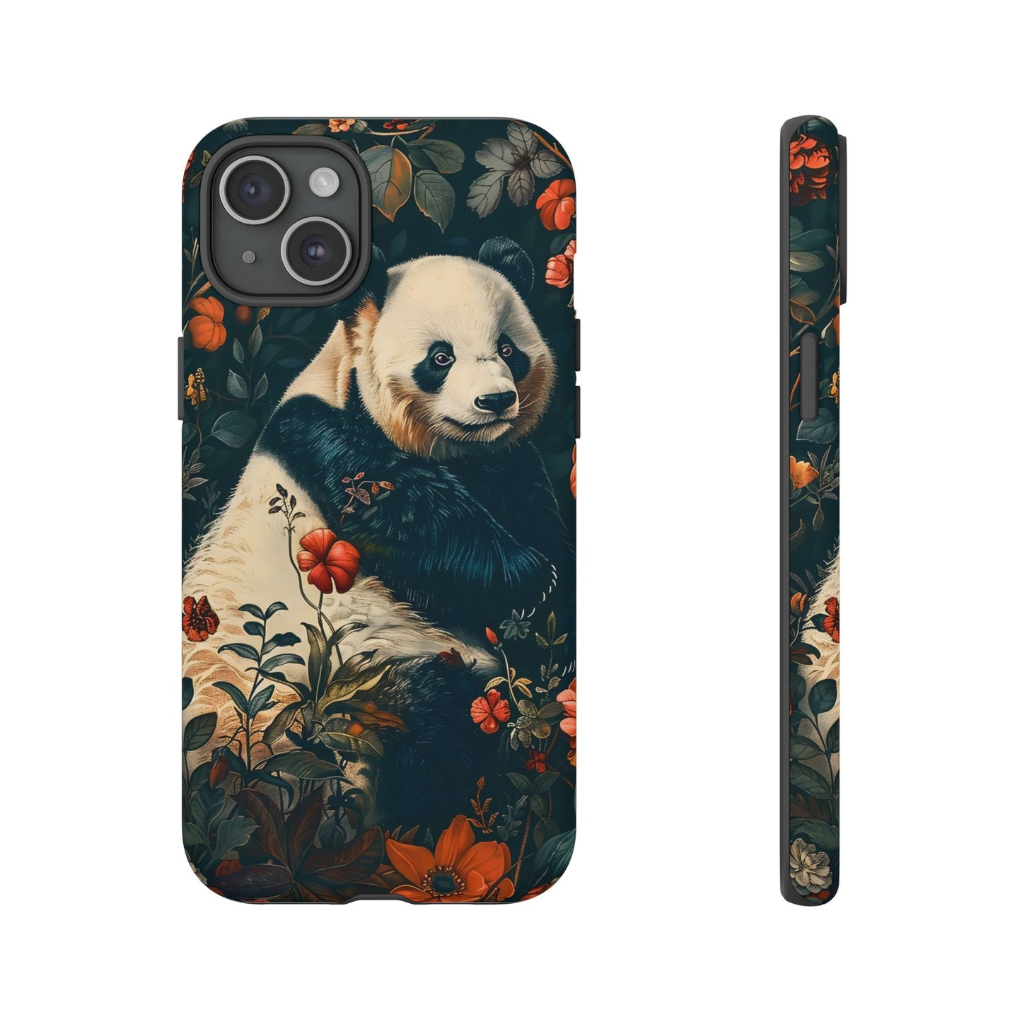 Panda Phone Case, Floral Design Phone Cover, Cute Panda Gift, Nature-Inspired Case, Animal Lover Accessory