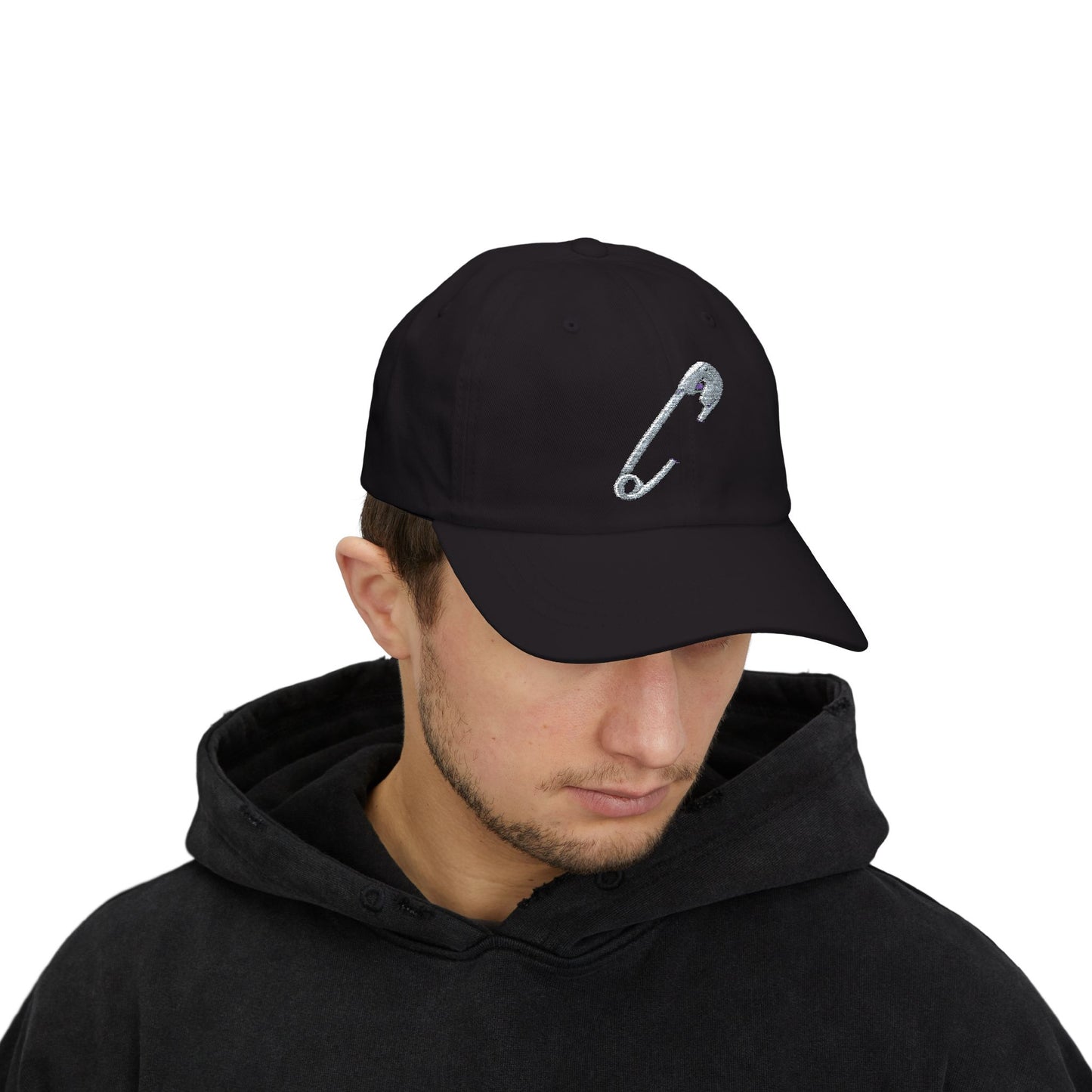 Classic Dad Cap with Safety Pin Design | Casual Headwear, Gift for Dads, Everyday Style, Birthday or Father's Day Gift, Trendy Accessories