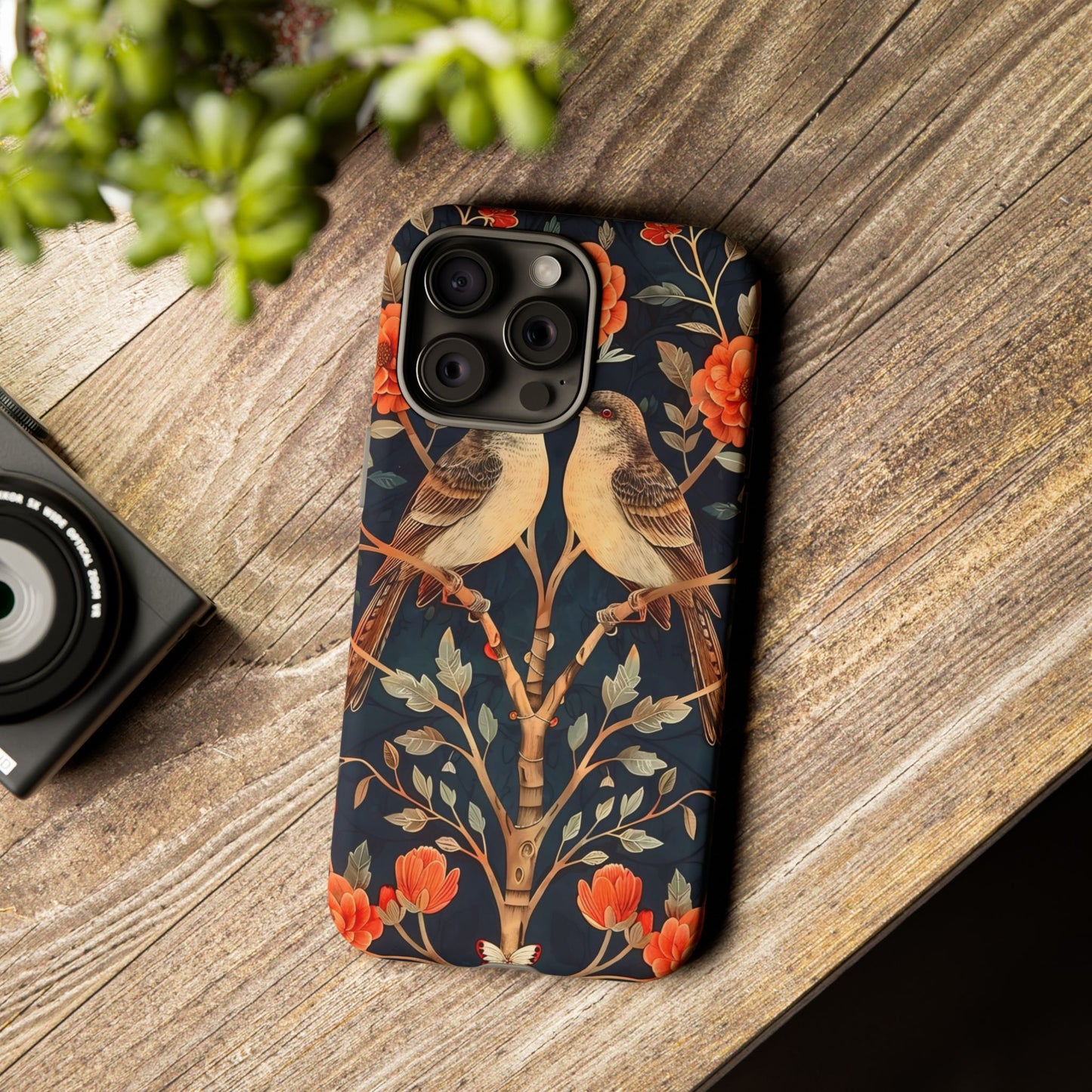 Floral Phone Case – Tough Cases with Bird Design, Unique Gift for Nature Lovers, Stylish Tech Accessory, Phone Cover, Artistic Case