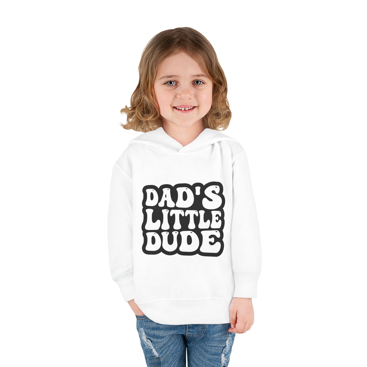 Cute Toddler Fleece Hoodie - "Dad's Little Dude"
