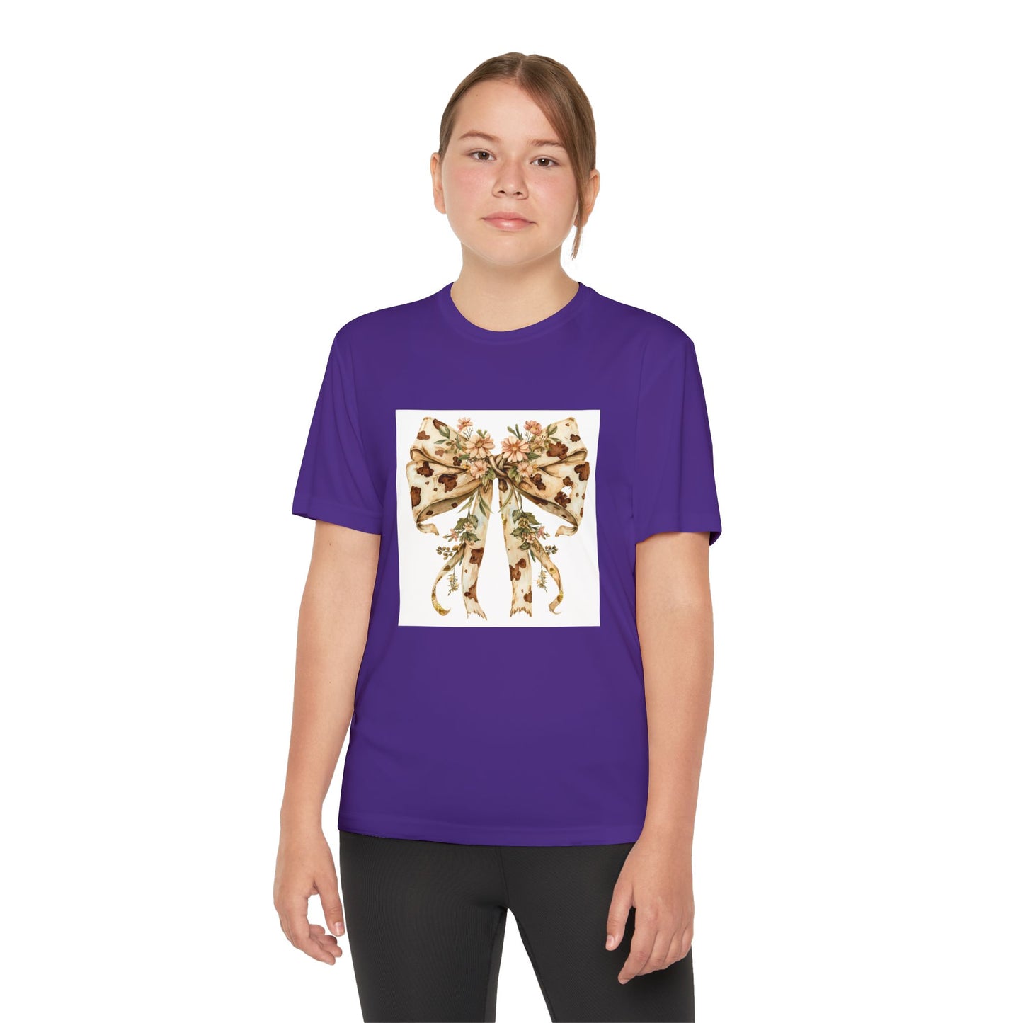 Floral Bow Youth Tee - Stylish & Playful Design for Kids