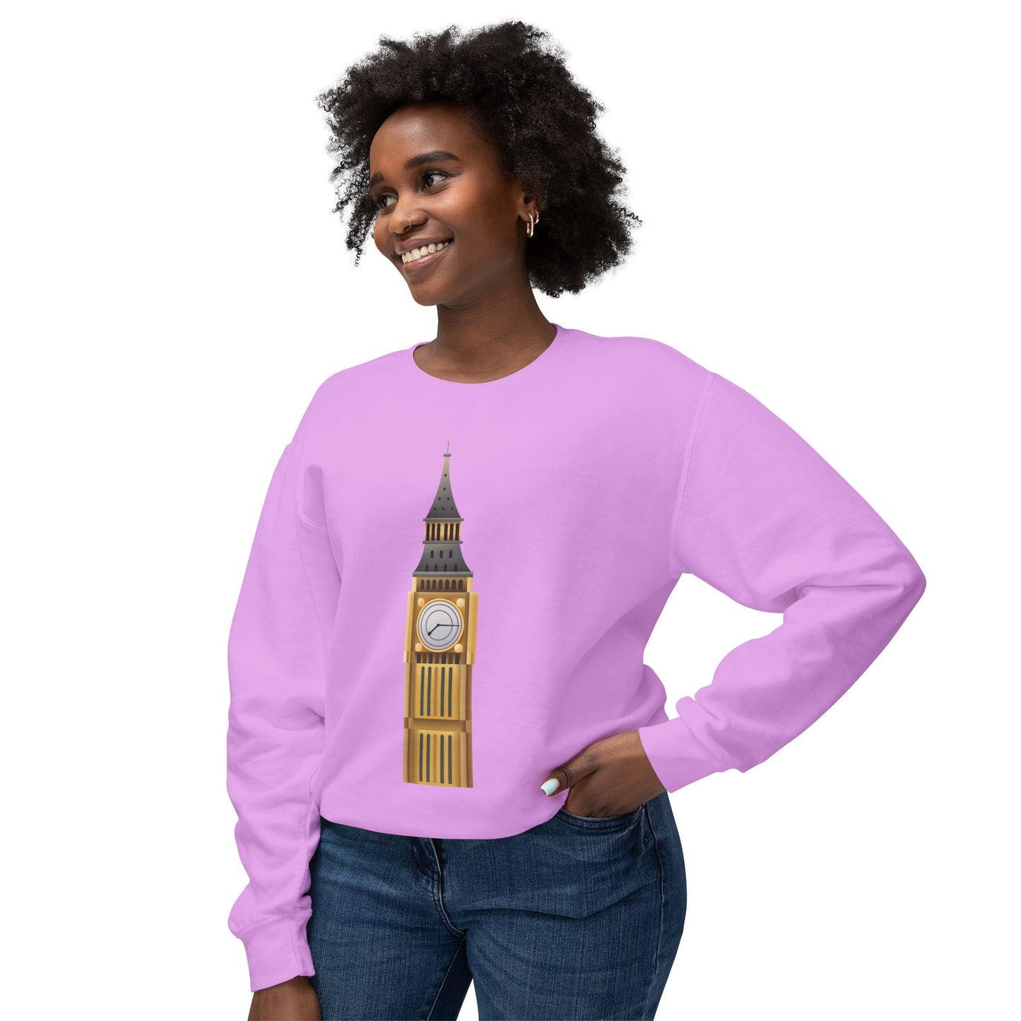 Unisex Lightweight Crewneck Sweatshirt - London's Landmark - The Iconic Clock Tower