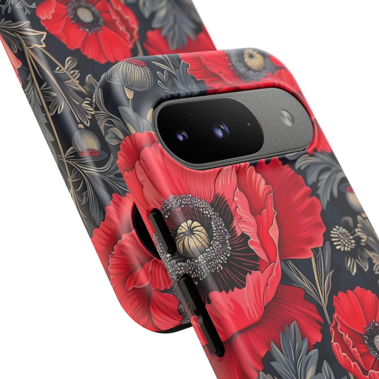 Floral Phone Case with Artistic Poppies, Tough Cases, Flower Design, Nature Lover Gift, Customizable Mobile Cover, Stylish Phone Accessories