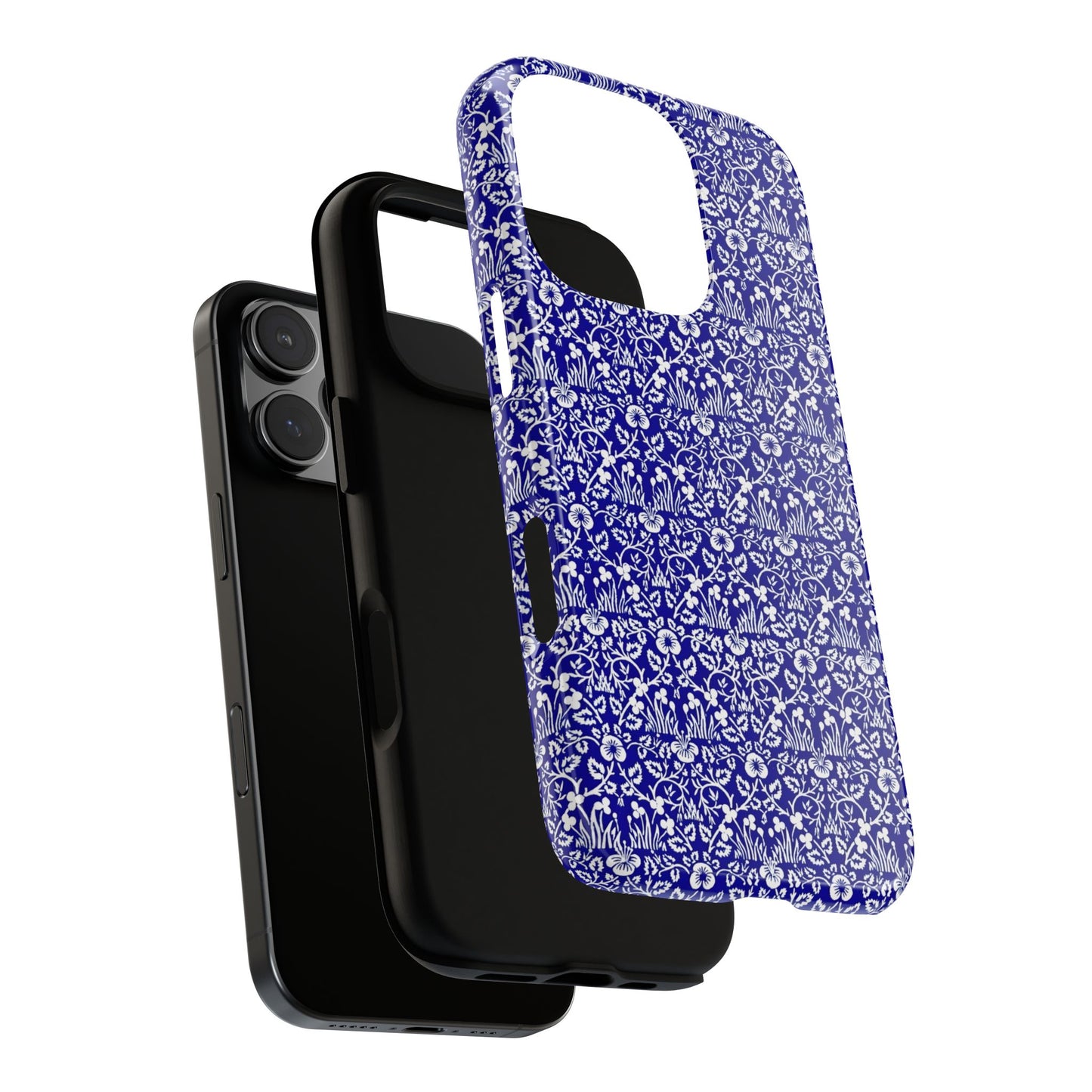 Elegant Floral Phone Case - Tough Cases, Blue Floral Design, Stylish Phone Accessory, Unique Gift, Modern Tech Protection
